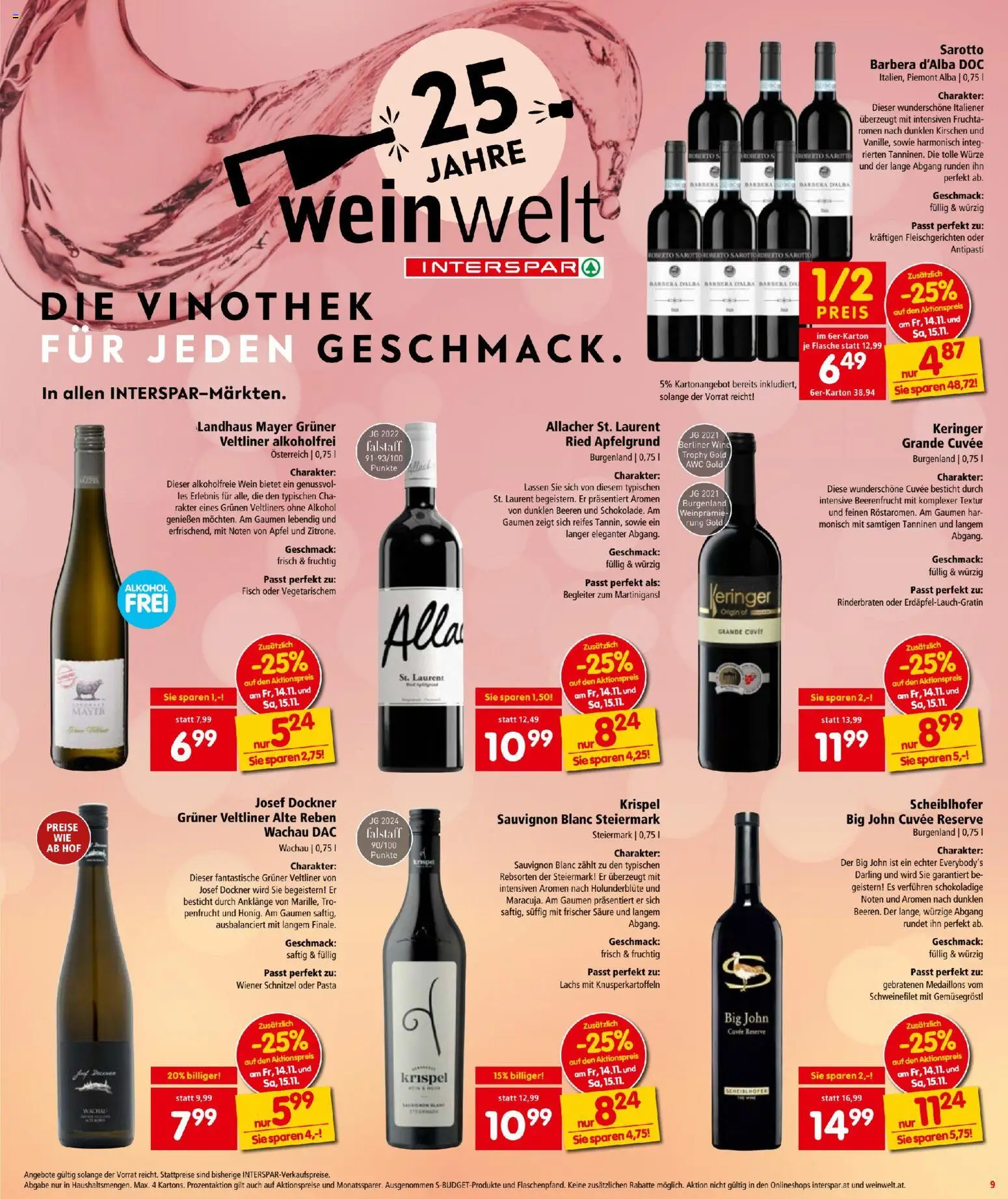 Interspar - Black Friday gültig ab 13.11.2025 | Seite: 9 | Produkte: Pasta, Wein, Äpfel, Fisch
