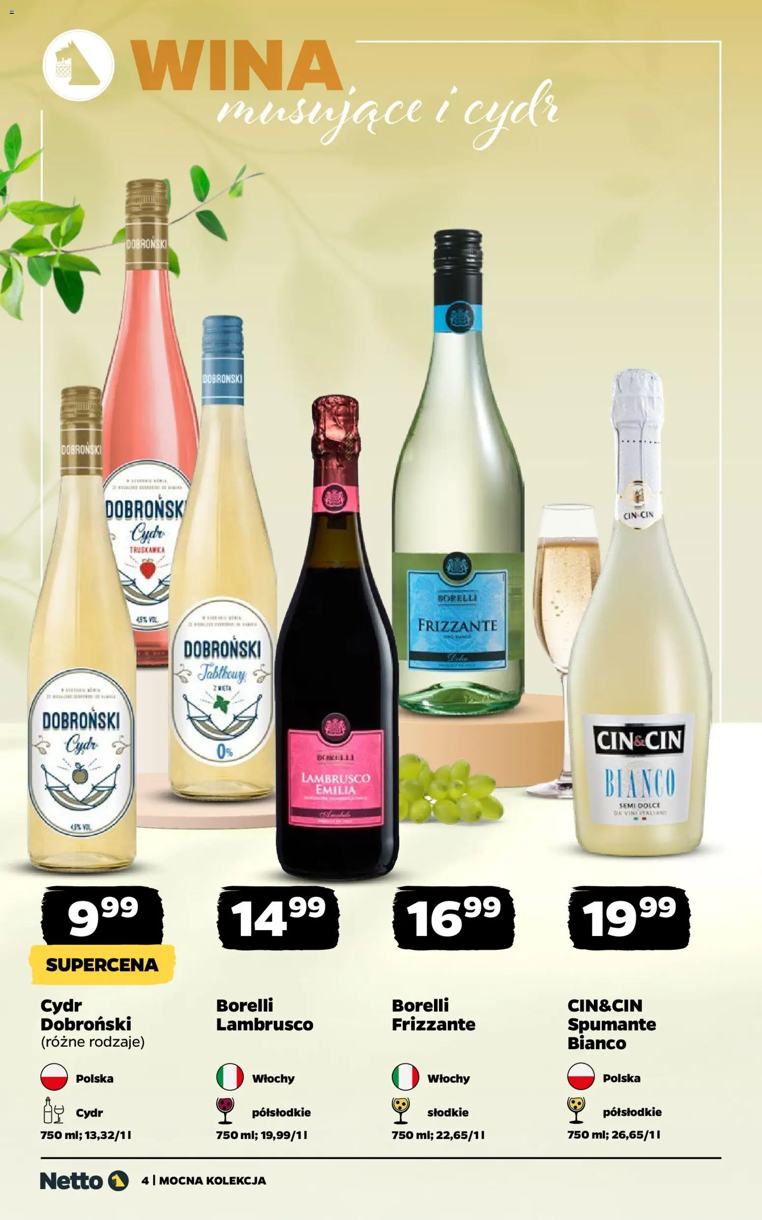 Netto gazetka - Wina od 13.04.2026 | Strona: 4 | Produkty: Cydr, Lambrusco