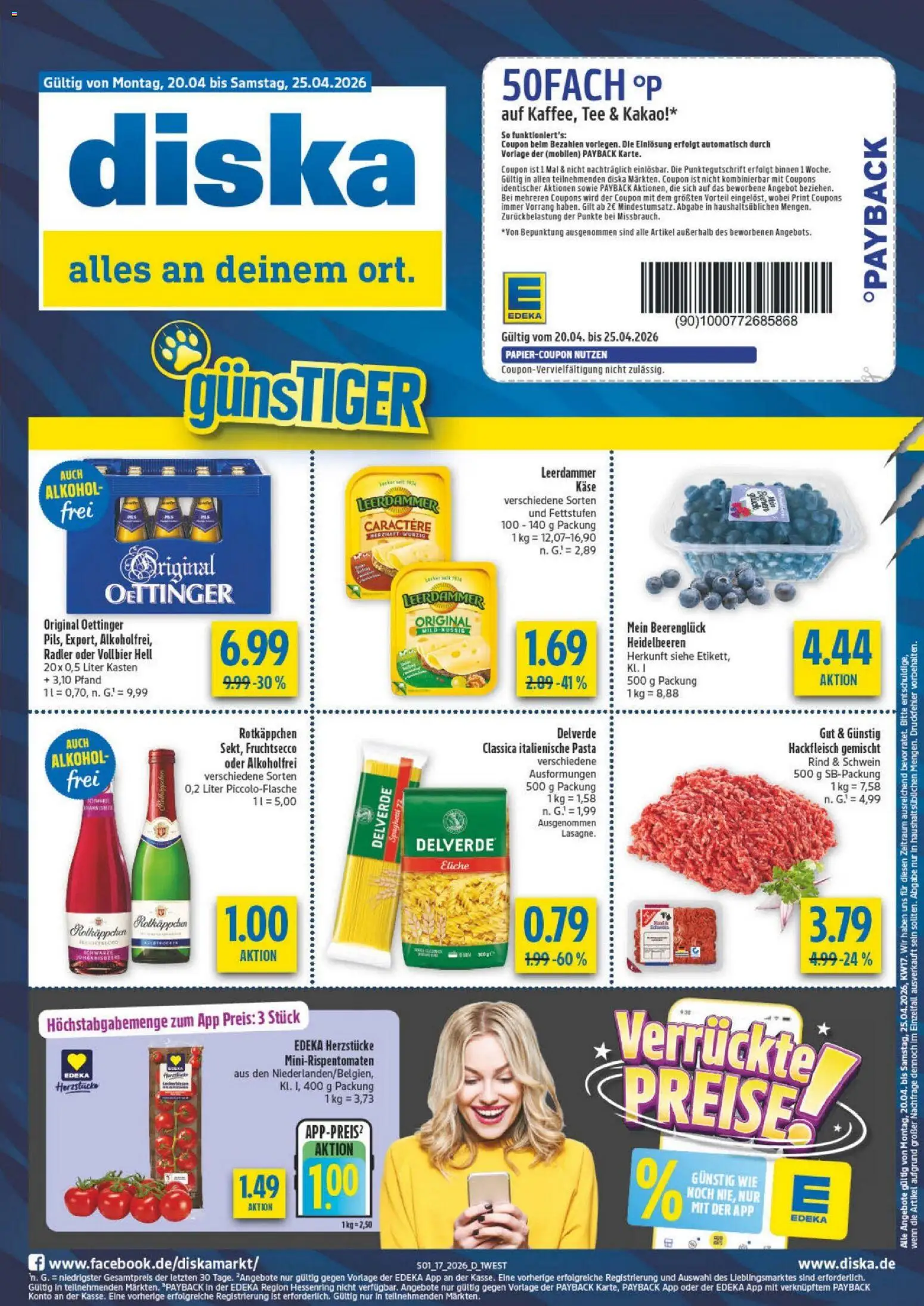 Diska - Diska Angebote Bayern KW17 – gültig ab 20.04.2026 | Seite: 1 | Produkte: Käse, Oettinger, Fruchtsecco, Pasta