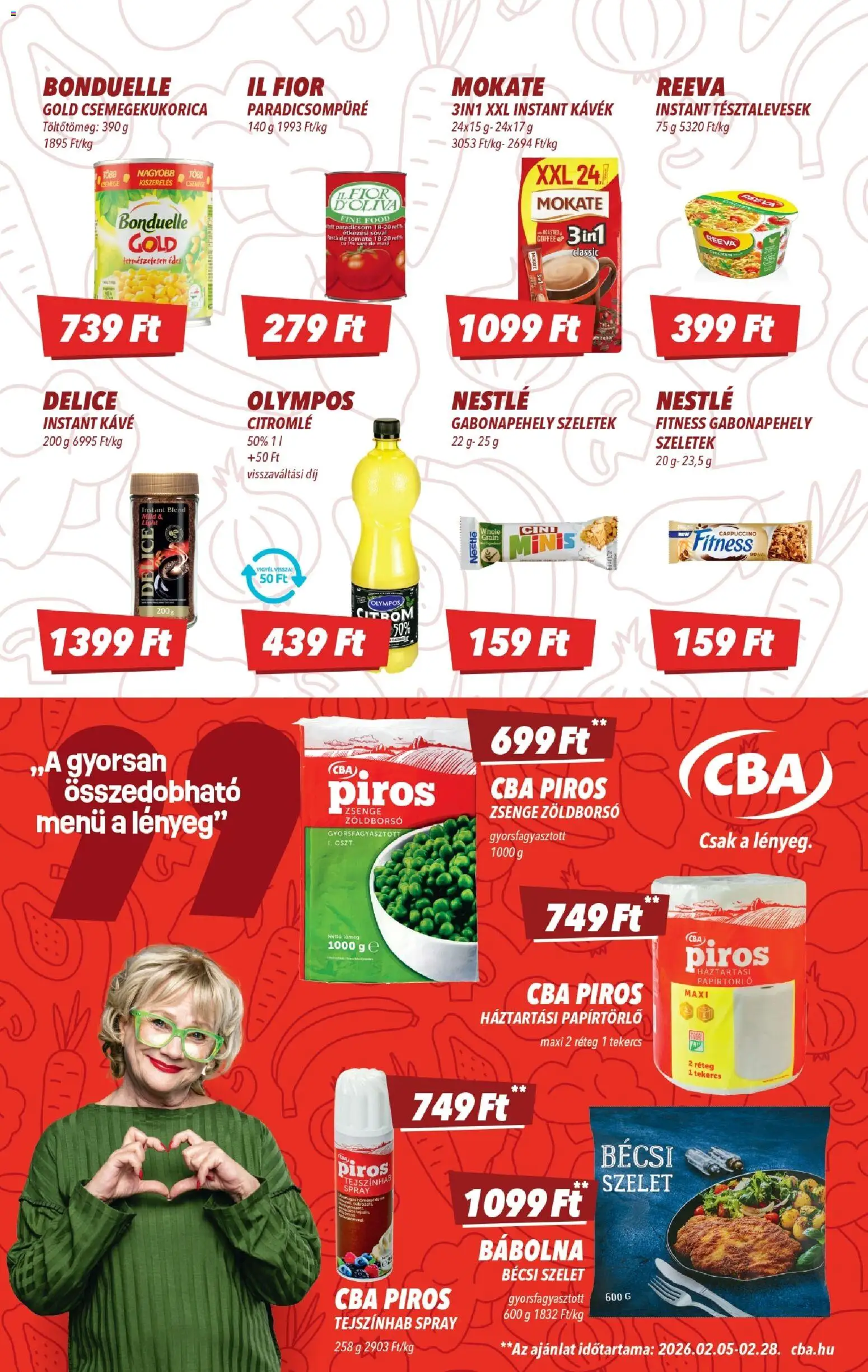 CBA akciós ujság - amely érvényes a következő dátumtól: 19.02.2026 | Oldal: 3 | Termékek: Csemegekukorica, Gabonapehely, Cappuccino, Instant kávé