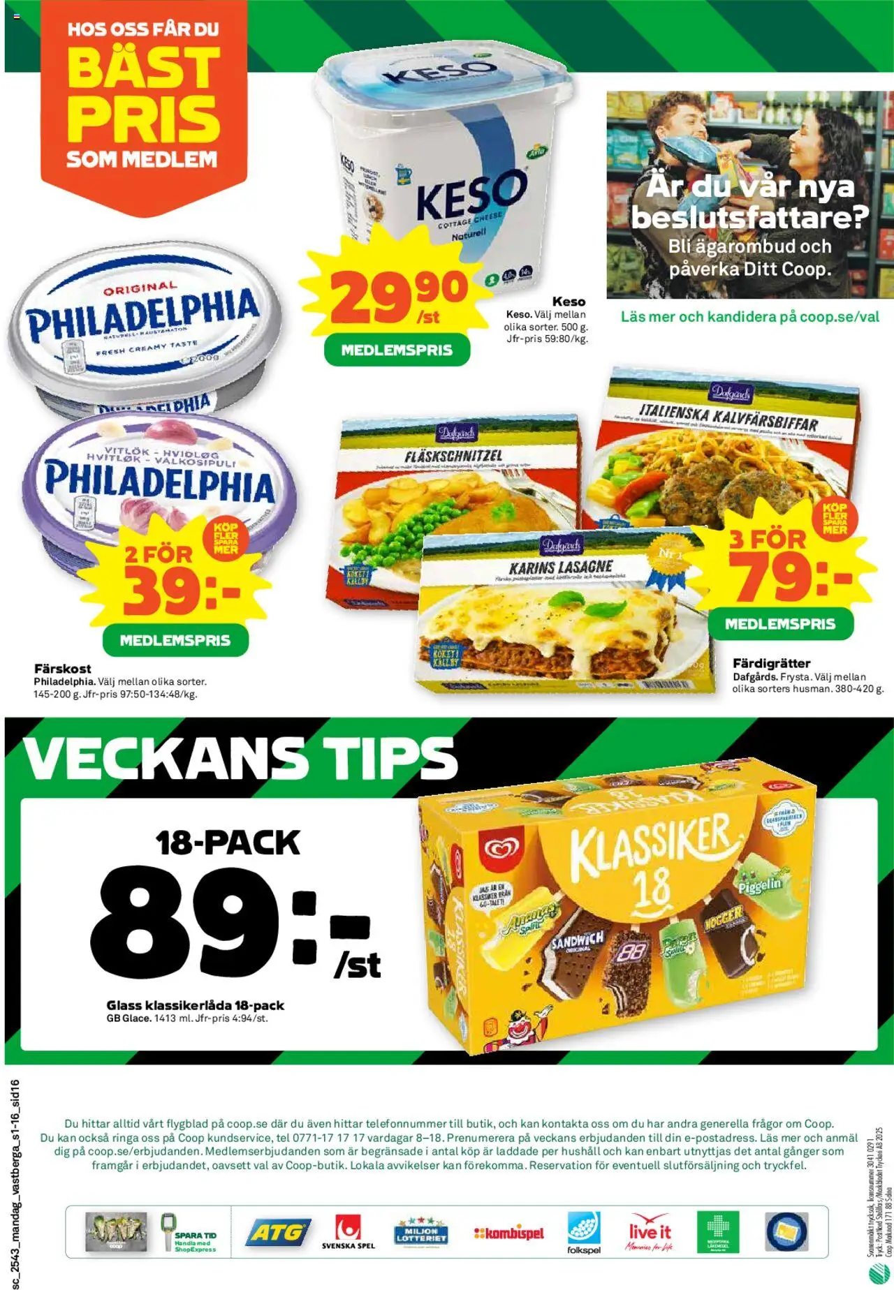 Coop Forum reklamblad aktuell från 20.10.2025 | Sida: 16 | Produkter: Sandwich, Keso, Glass, Spel
