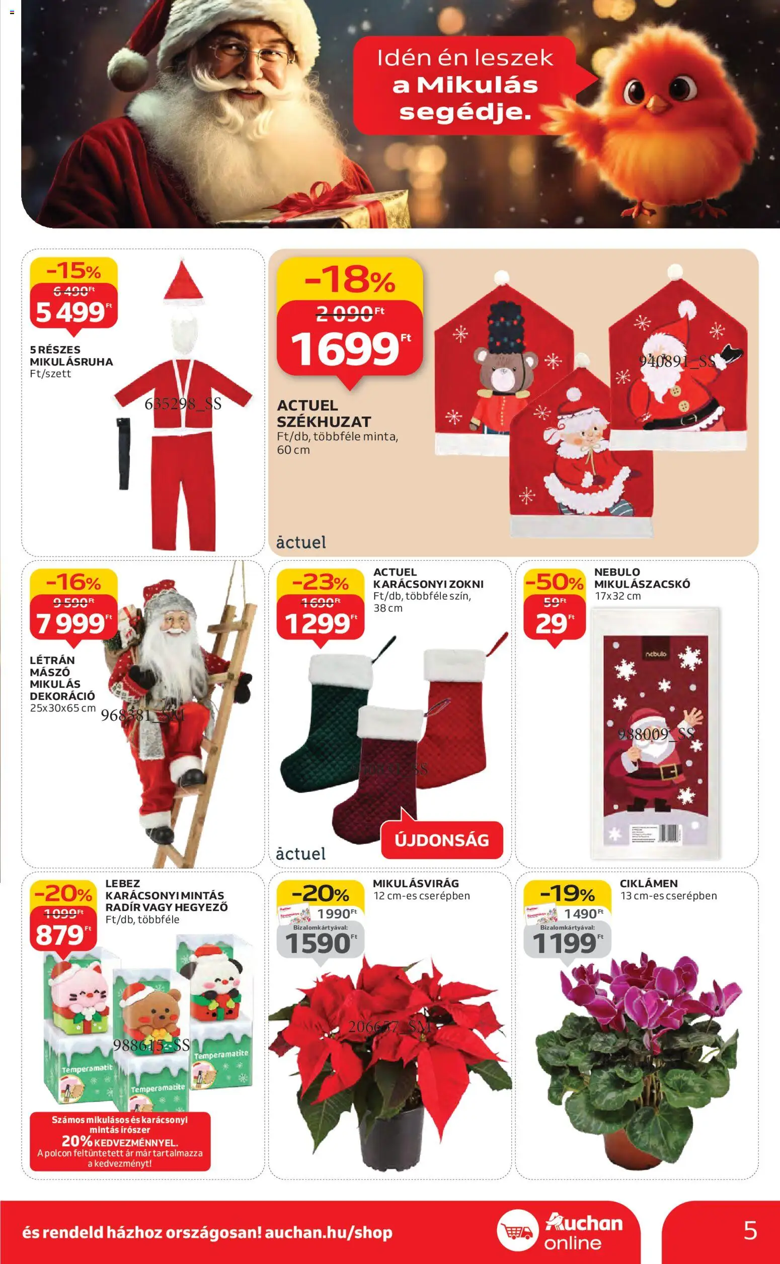 Auchan akciós ujság - amely érvényes a következő dátumtól: 13.11.2025 | Oldal: 5 | Termékek: Székhuzat, Dekoráció, Zokni