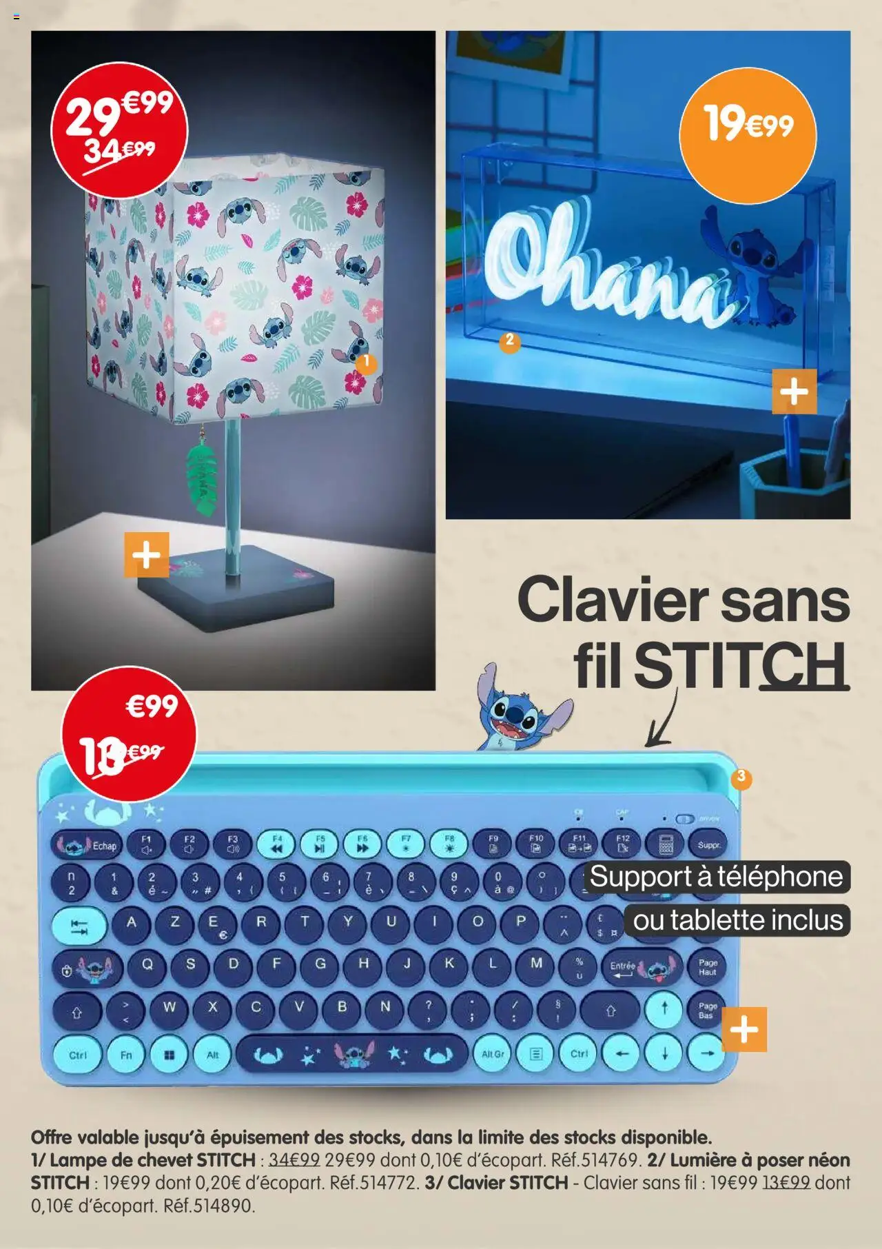  | Page: 19 | Produits: Téléphone, Tablette, Clavier, Lampe