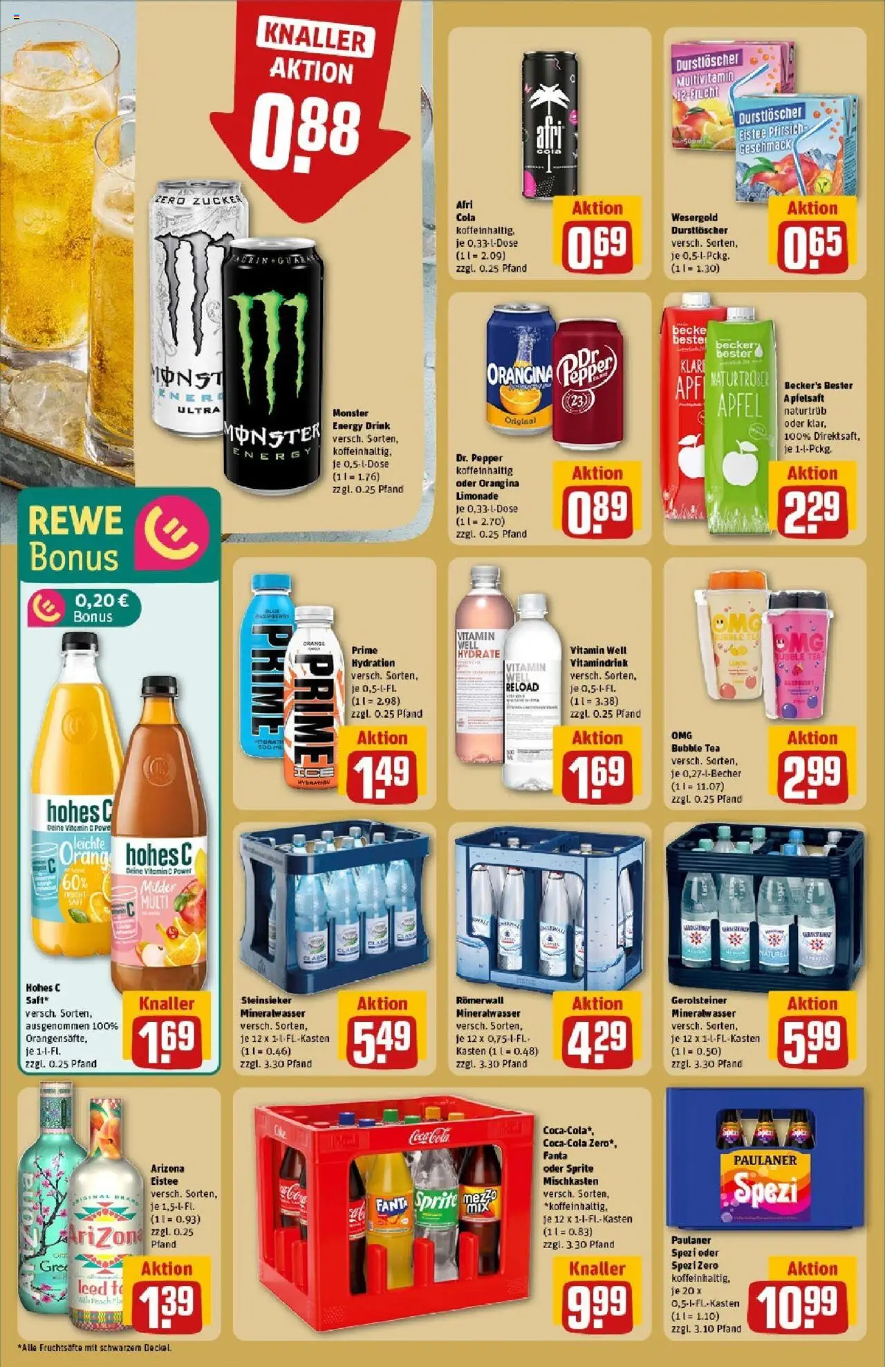 Rewe prospekt Mechernich / Kommern	 - gültig ab dem 08.06.2025 | Seite: 16 | Produkte: Mineralwasser, Monster, Hohes c, Saft