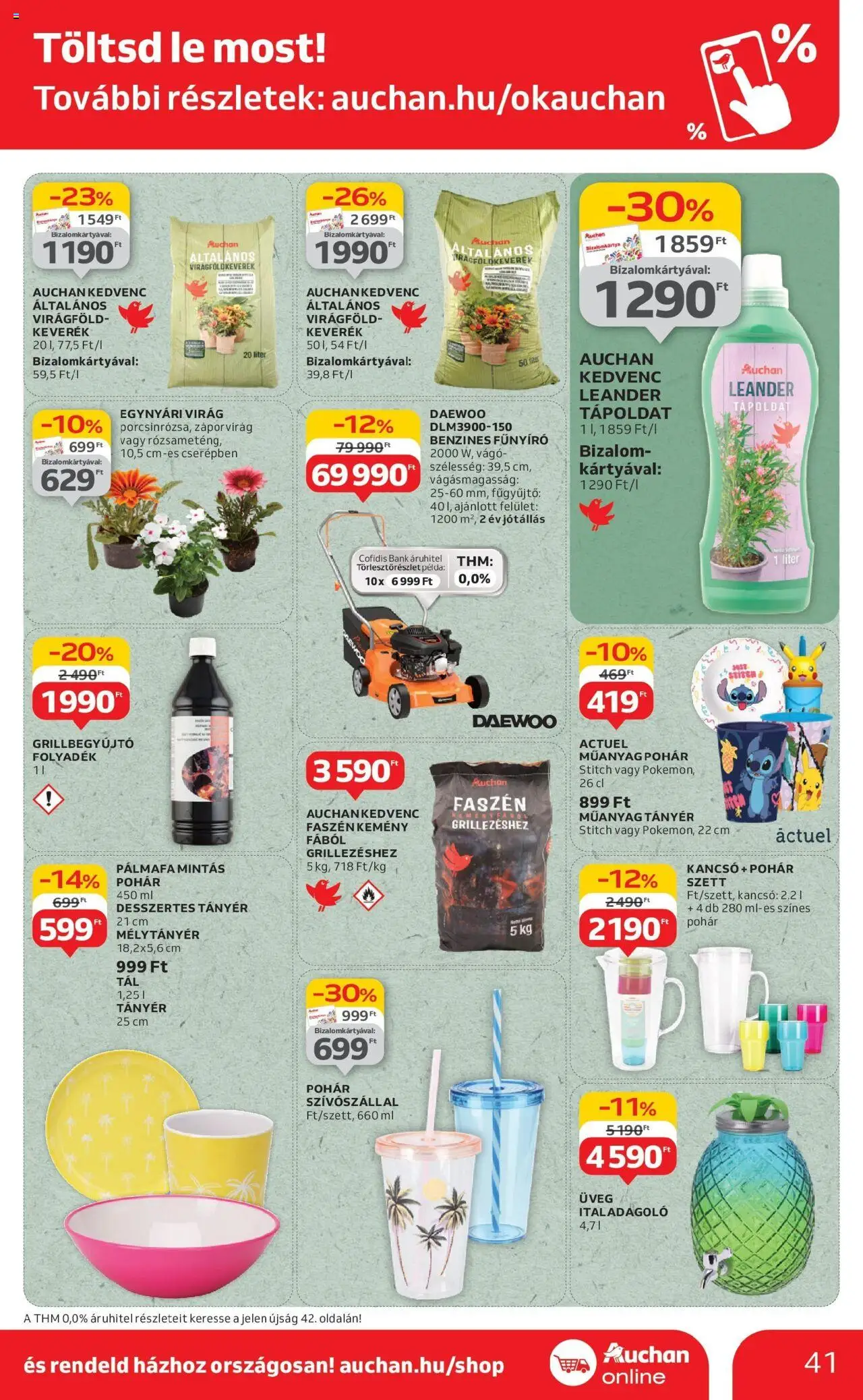 Auchan akciós ujság - amely érvényes a következő dátumtól: 12.06.2025 | Oldal: 41 | Termékek: Vágó, Tápoldat, Virágföld, Tányér