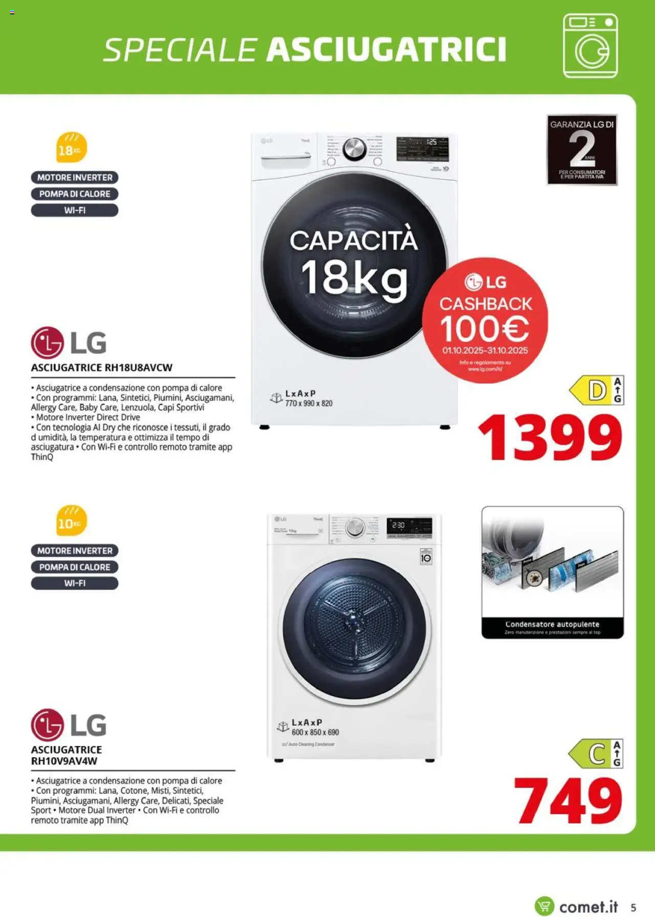 Volantino Comet del 10.10.2025 | Pagina: 5 | Prodotti: Top, Asciugatrice