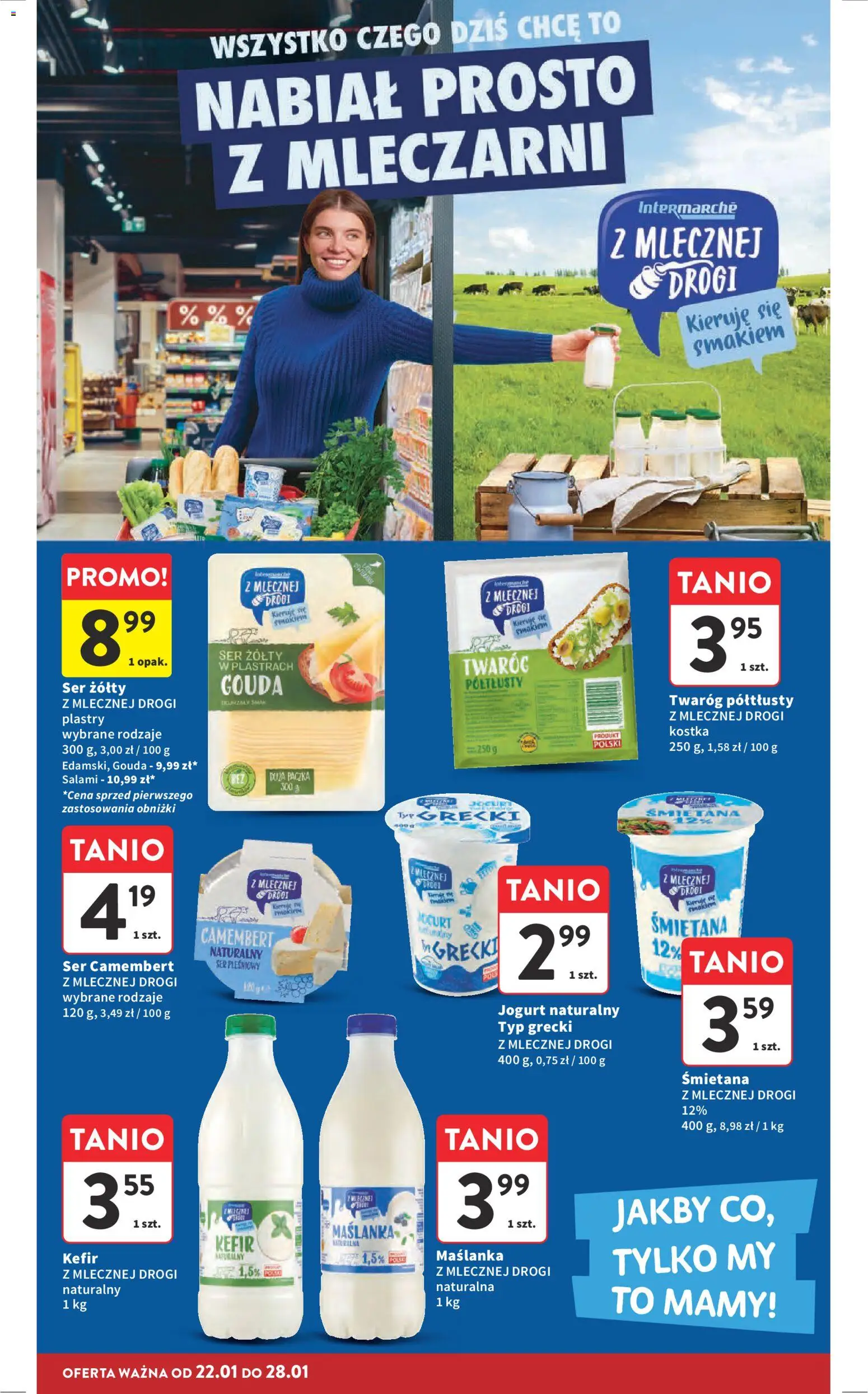 Intermarche Gazetka od 22.01.2026 | Strona: 26 | Produkty: Ser żółty, Kefir, Jogurt naturalny, Śmietana