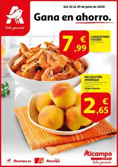 Alcampo - SM Madrid │ válido desde el 15.07.2025 | Página: 1 | Productos: Melocotón amarillo, Langostino