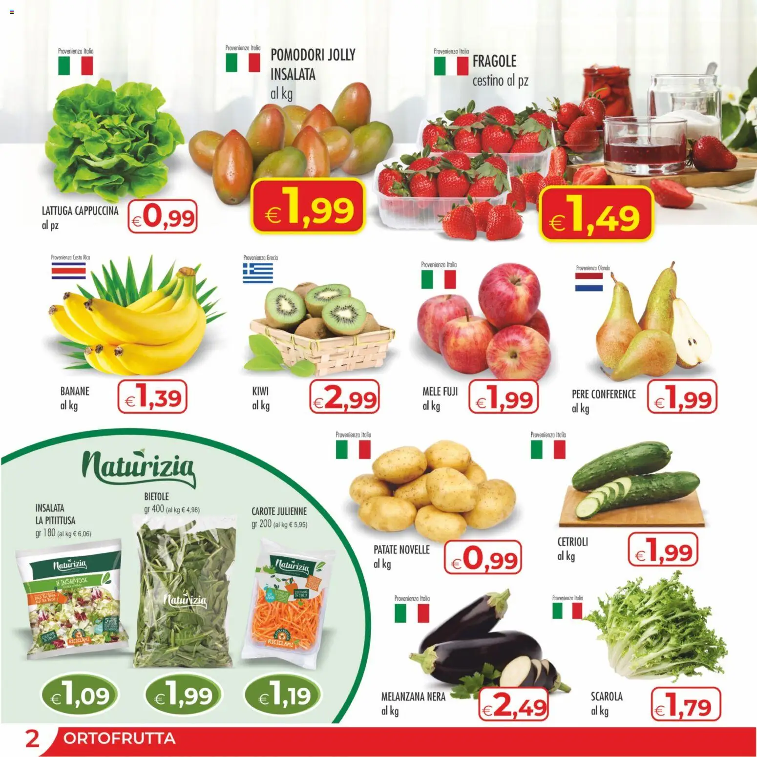 Volantino MerSi Supermercati del 04.03.2026 | Pagina: 2 | Prodotti: Cetrioli, Carote, Pomodori, Lattuga