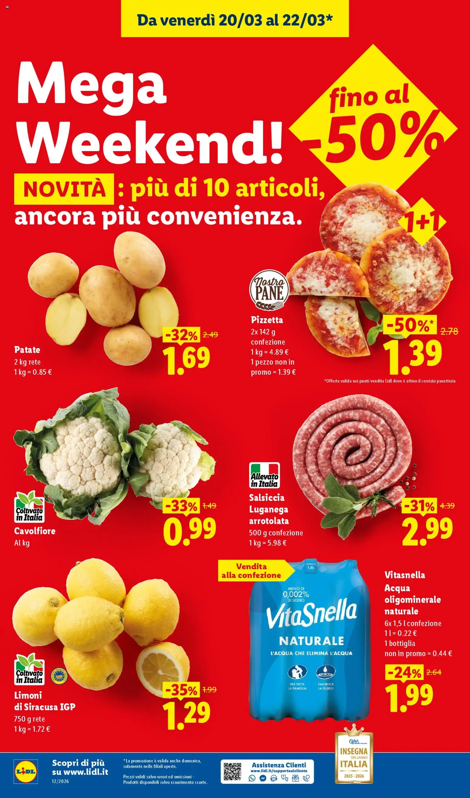 Volantino Lidl del 16.03.2026 | Pagina: 50 | Prodotti: Pane, Patate, Acqua, Bottiglia