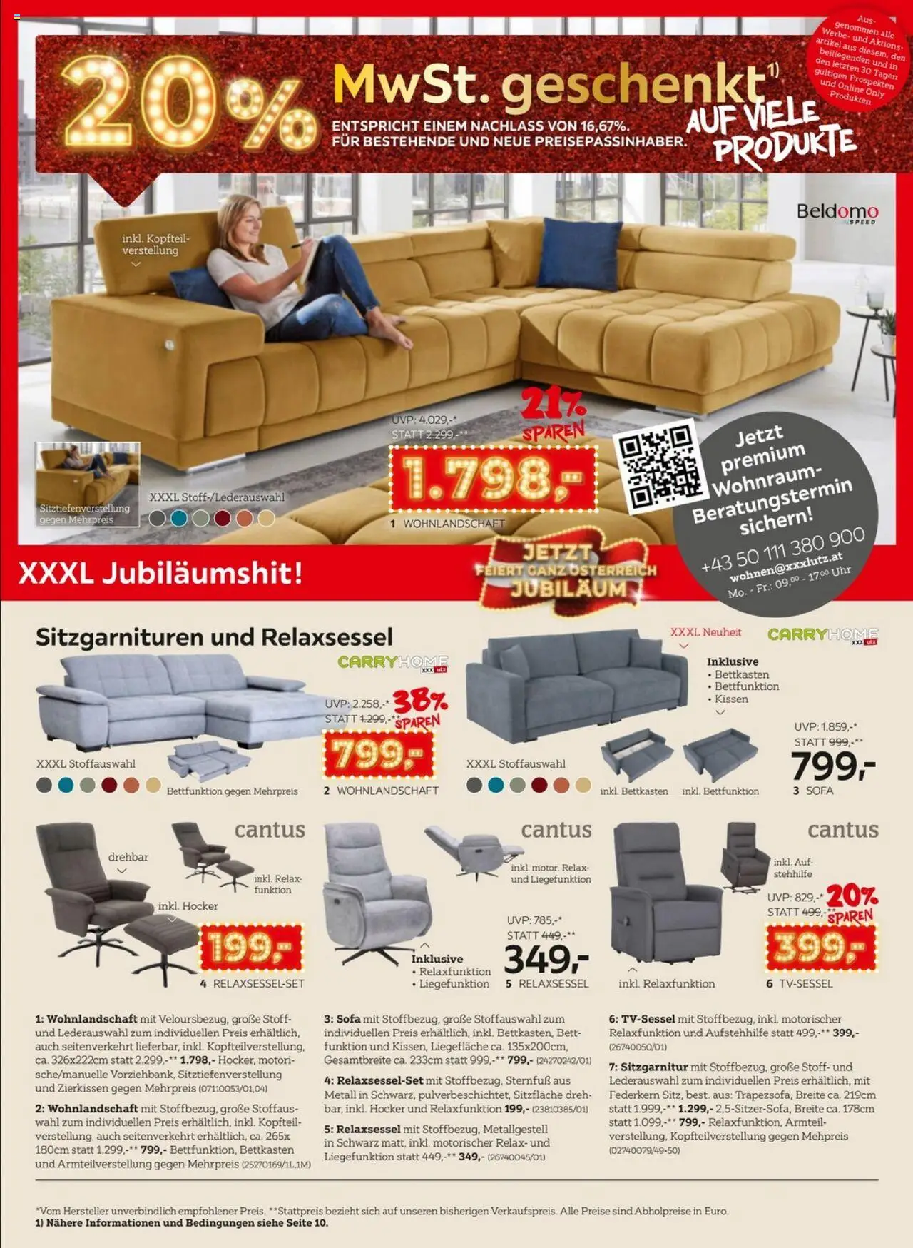 XXXLutz Jetzt Feiert Ganz Österreich Jubiläum gültig ab 16.09.2025 | Seite: 4 | Produkte: Uhr, Bett, Kissen, Sofa