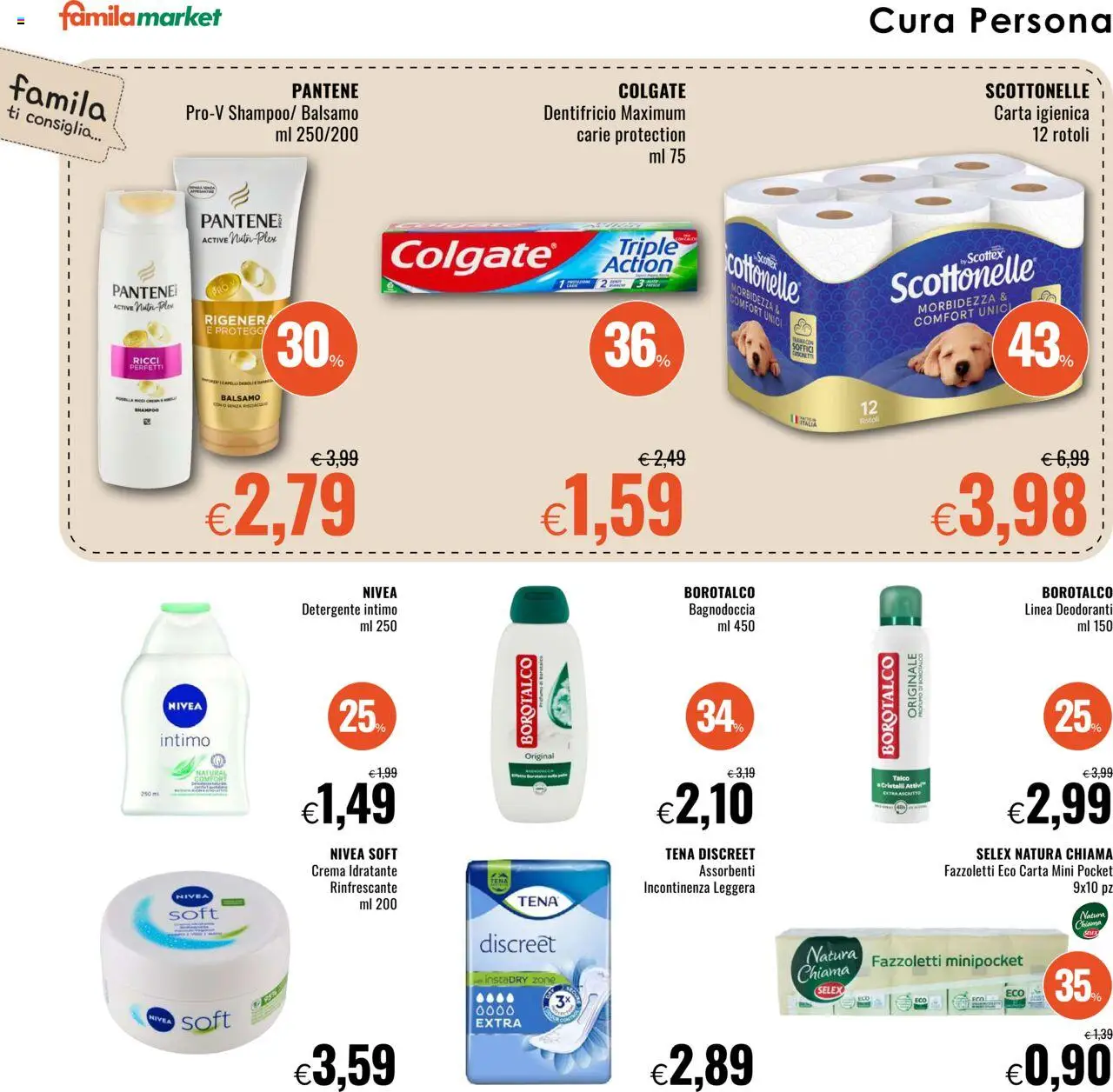 Volantino Famila del 18.09.2025 | Pagina: 14 | Prodotti: Balsamo, Crema, Detergente, Intimo