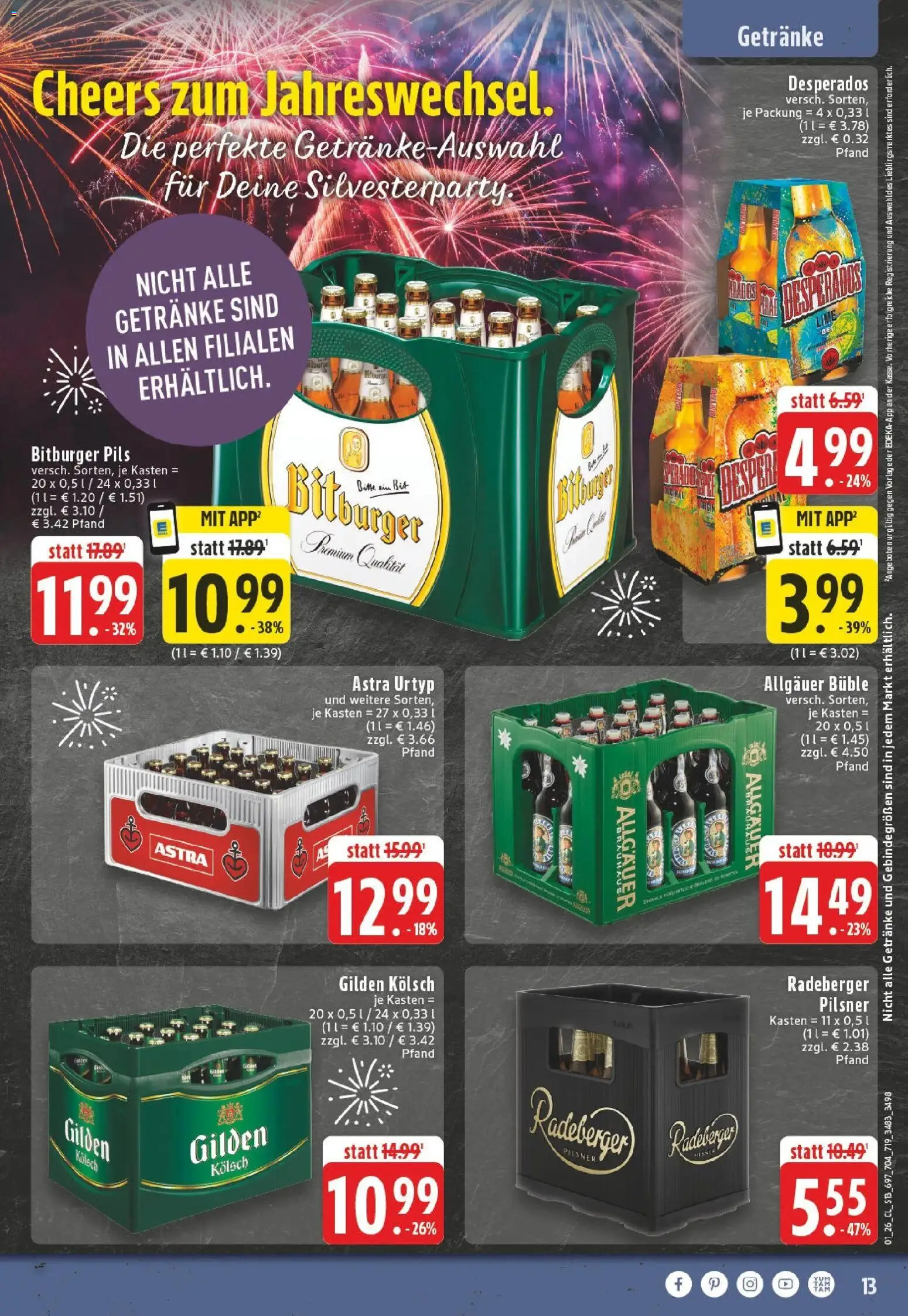 Edeka prospekt Bonn	 – gültig ab 28.12.2025 | Seite: 13 | Produkte: Bitburger, Pils, Astra, Radeberger pilsner