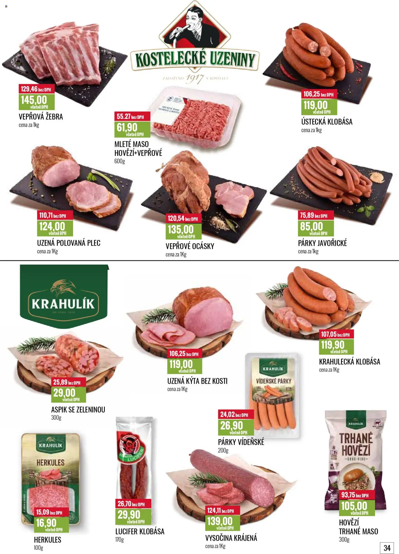 Ratio leták od 01.02.2026 | Strana: 35 | Produkty: Vídeňské párky, Uzeniny, Vysočina, Vepřová žebra