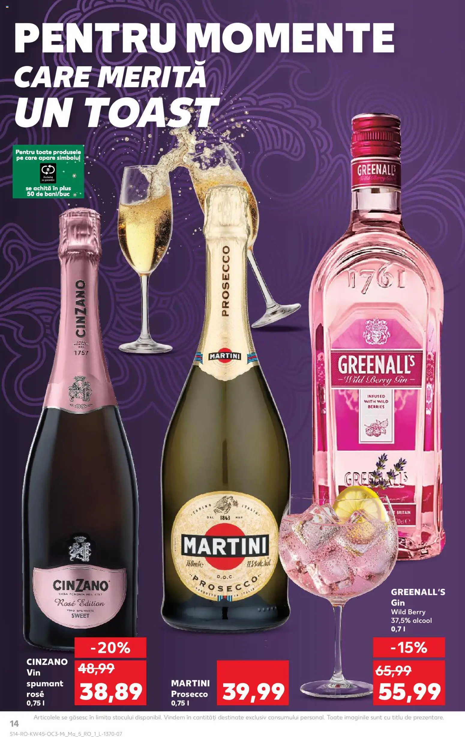 Noul catalog Kaufland – valabil de la 05.11.2025 | Pagină: 14 | Produse: Ekmek tahtası, Prosecco, Vin, Gin