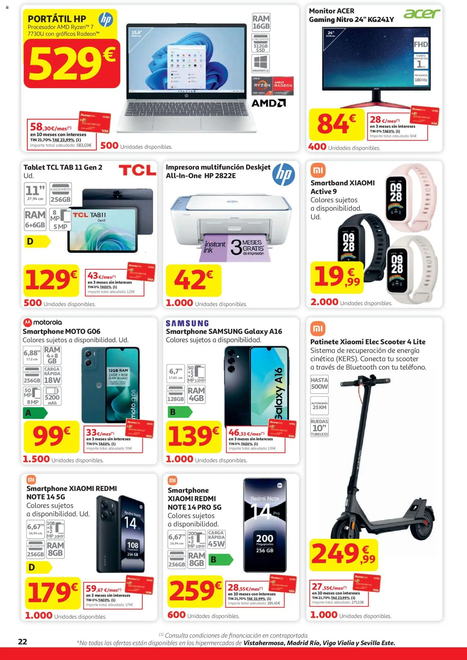 Alcampo -HG Nacional │ válido desde el 29.12.2025 | Página: 22 | Productos: Smartphone Samsung, Smartphone Xiaomi, Patinete, Tablet