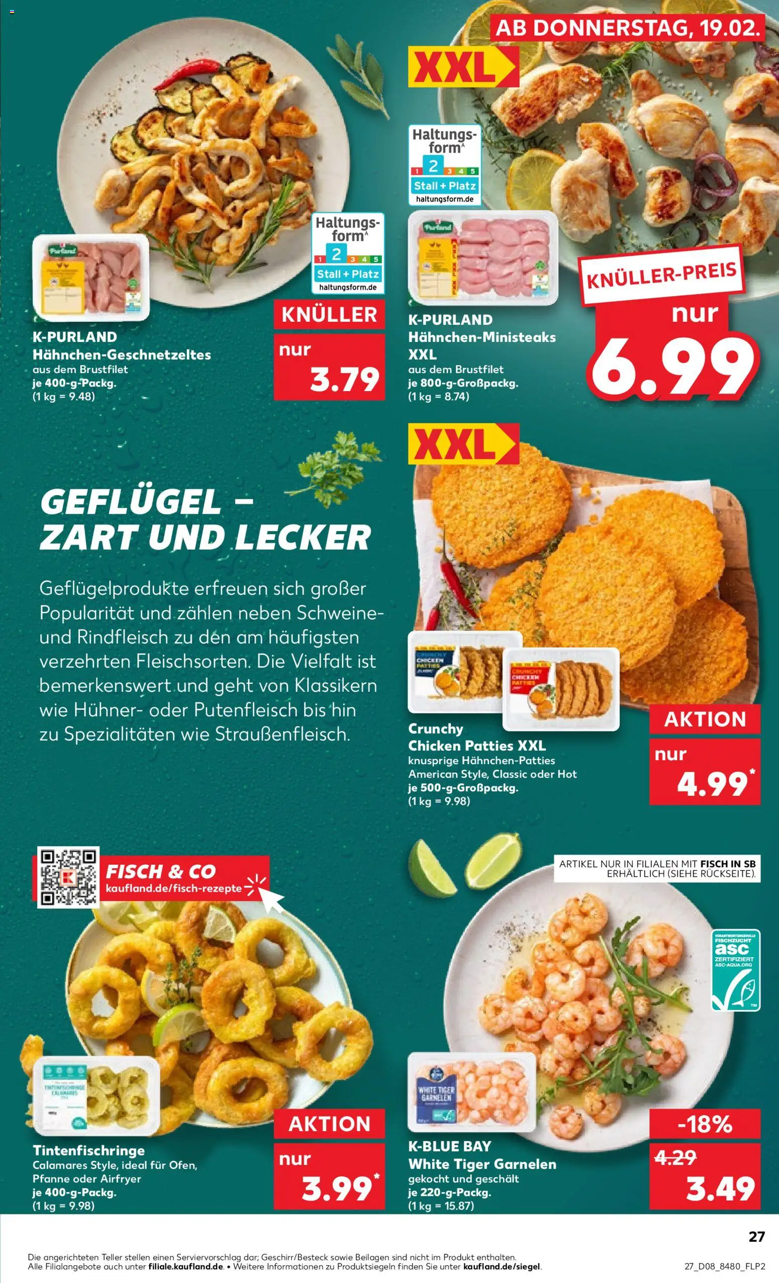 Kaufland Prospekt 	 – gültig ab 19.02.2026 | Seite: 27 | Produkte: Garnelen, Fisch, Tiger garnelen, Steak