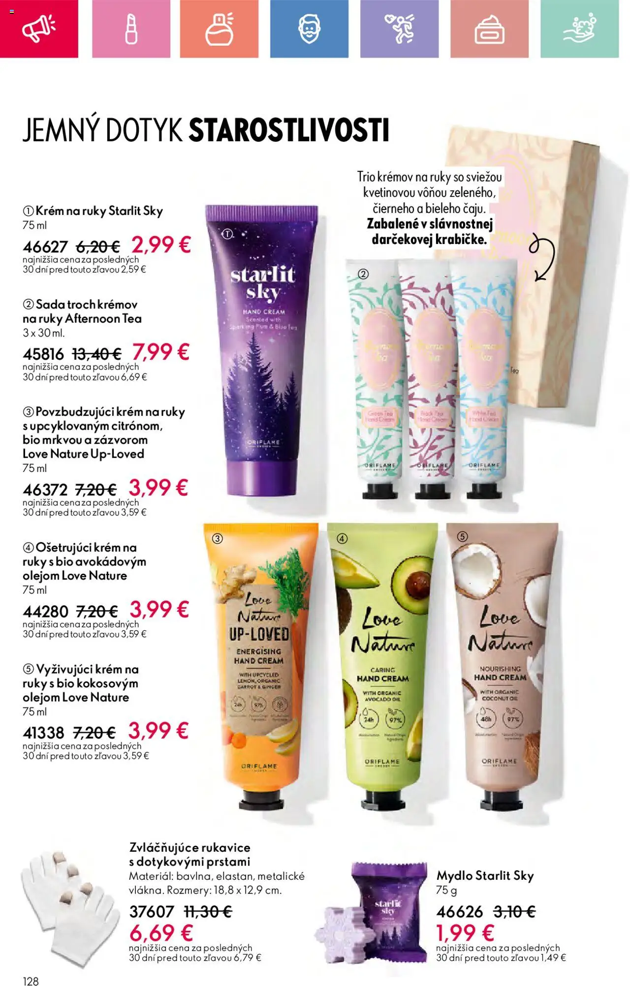 Katalóg Oriflame 12 2025 │ platný od 17.08.2025 | Strana: 128 | Produkty: Krém na ruky, Mydlo, Krém, Rukavice