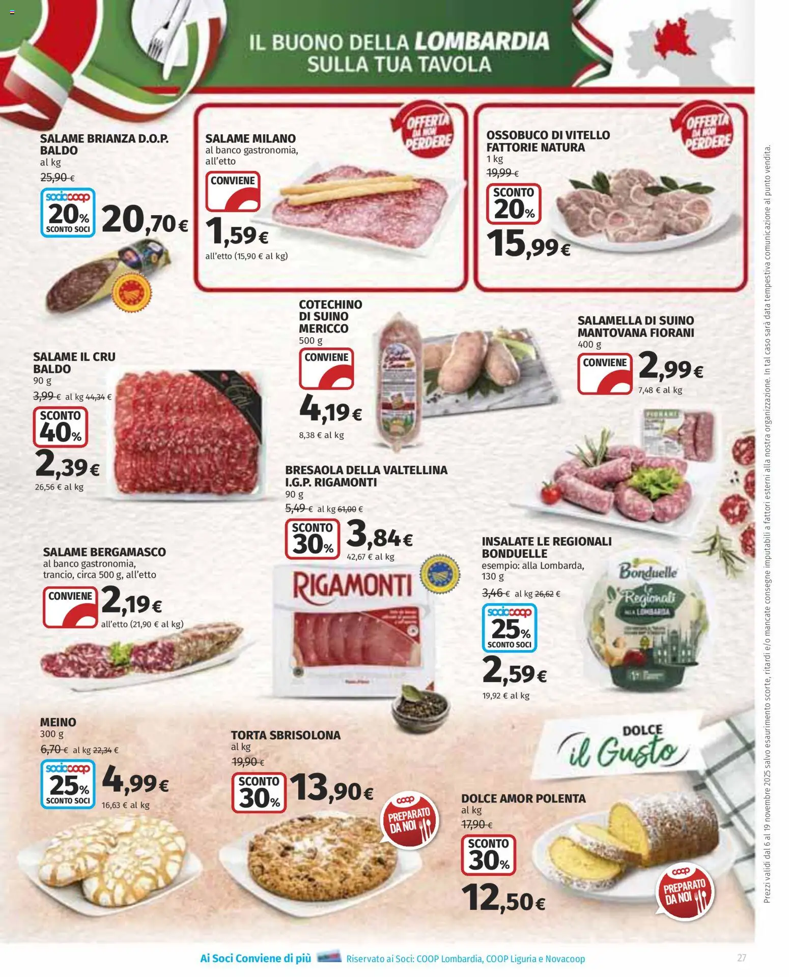Volantino Ipercoop del 06.11.2025 | Pagina: 27 | Prodotti: Salame, Bresaola, Suino, Vitello