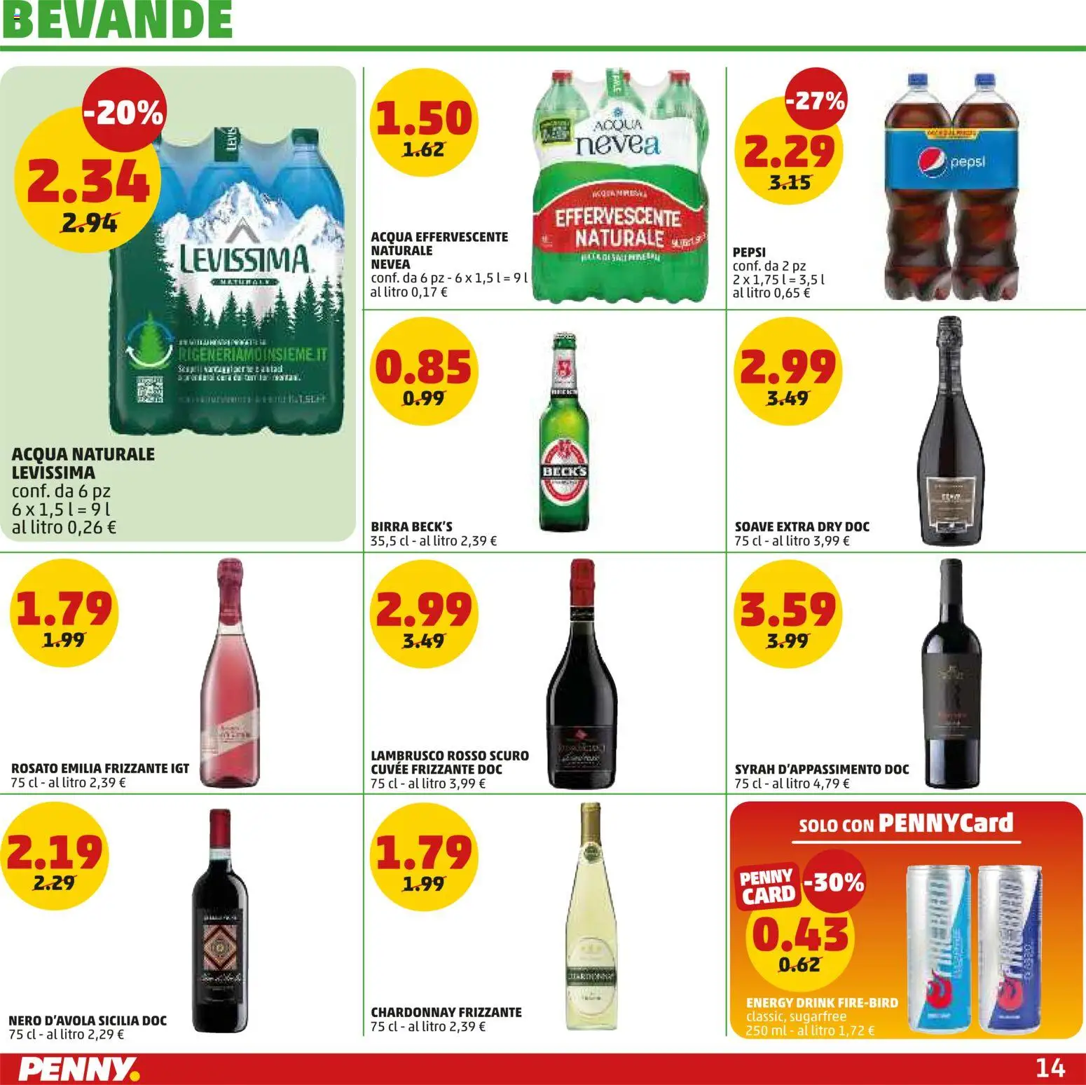 Volantino PENNY del 15.01.2026 | Pagina: 14 | Prodotti: Birra, Acqua, Acqua naturale, Pepsi