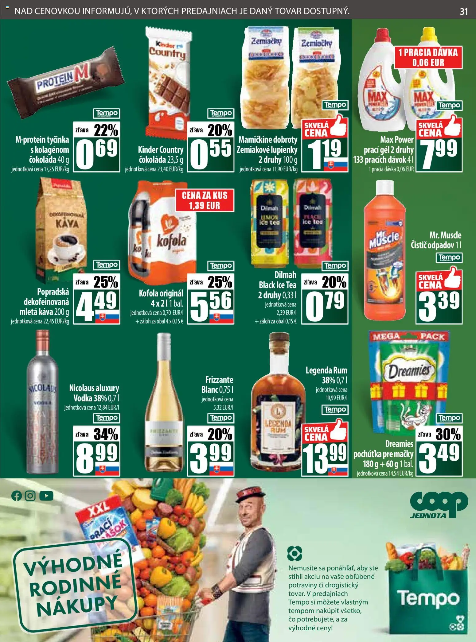 Nové COOP Jednota akcie – leták je platný od 20.11.2025 | Strana: 31 | Produkty: Káva, Protein, Čokoláda, Rum