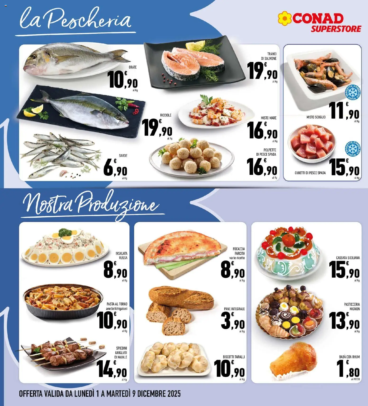 Volantino Conad del 01.12.2025 | Pagina: 10 | Prodotti: Focaccia, Insalata, Rum, Taralli