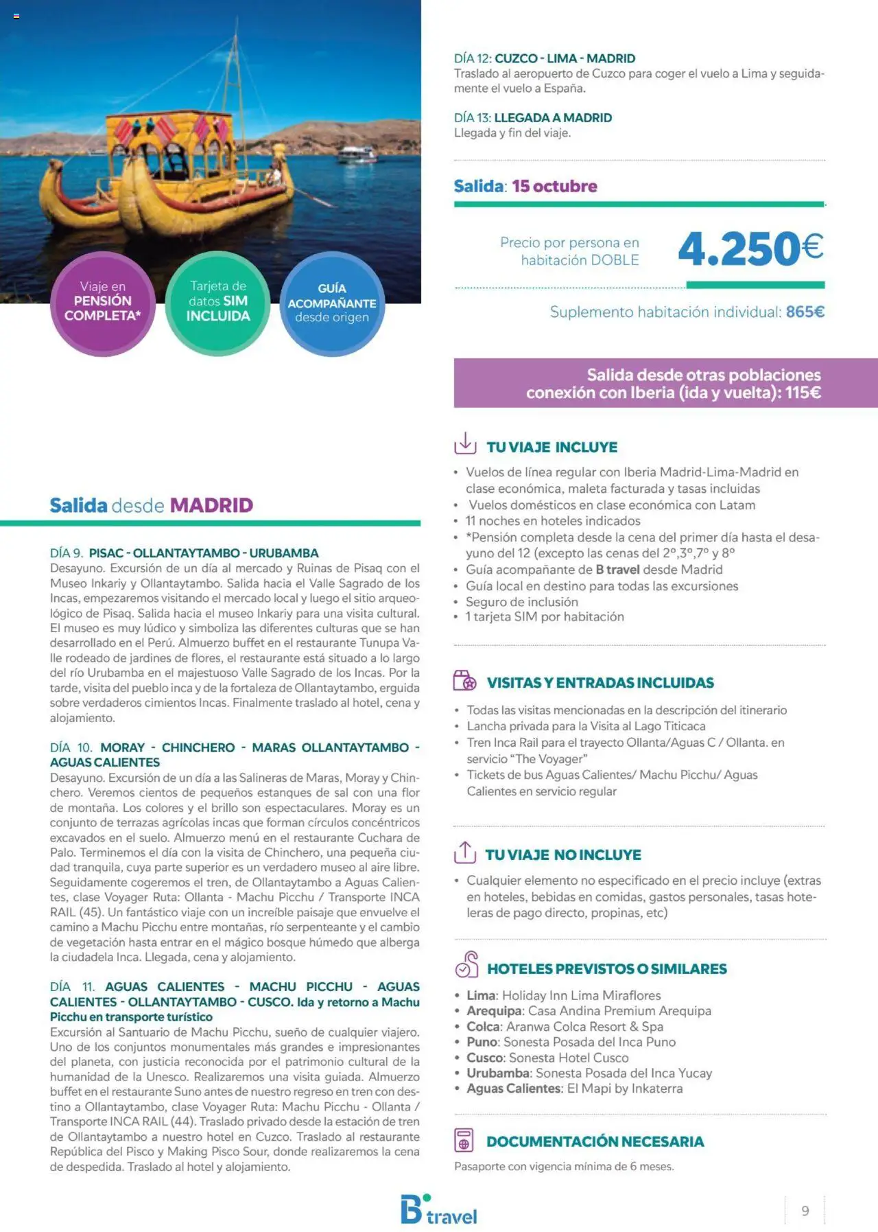 B the travel brand Viajeros Expertos Internacional  │ válido desde el 27.02.2025 | Página: 9 | Productos: Lima, Maleta
