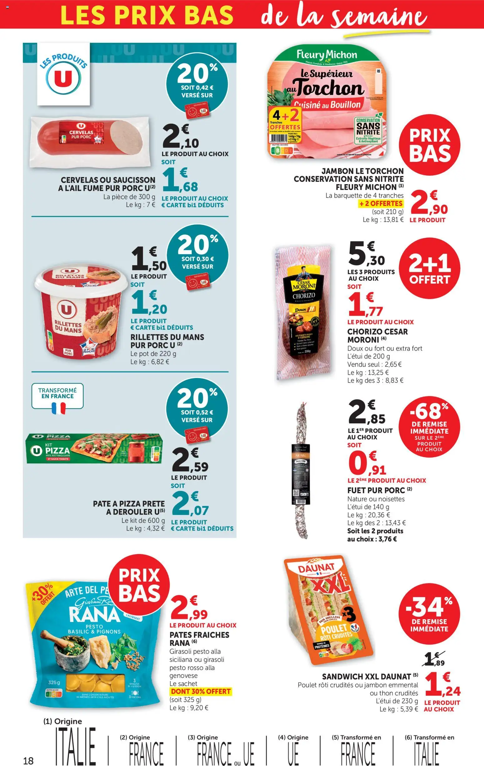 {H1} | Page: 18 | Produits: Saucisson, Poids, Pâtes fraîches, Pizza