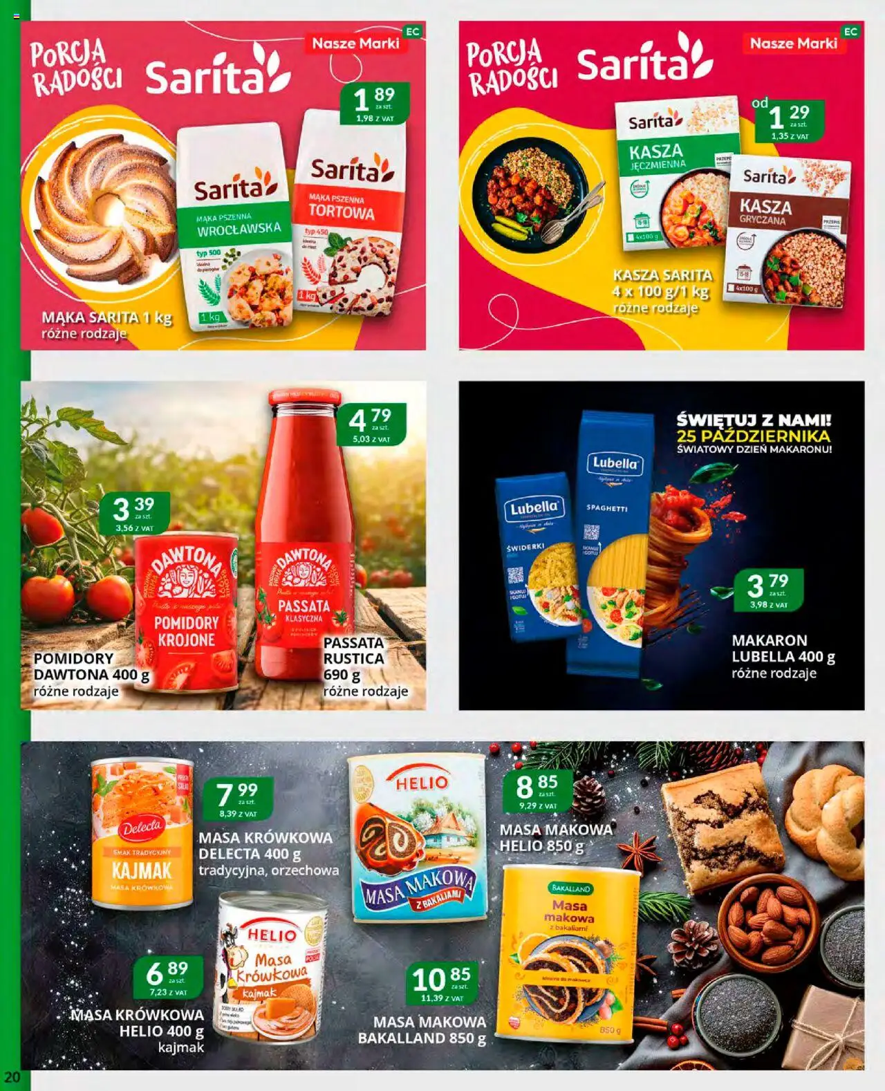 Eurocash Gazetka od 20.10.2025 | Strona: 20 | Produkty: Kasza, Kasza jęczmienna, Kajmak, Makaron