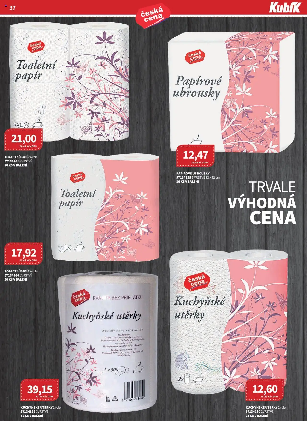 Kubík leták - Velkoobchod 06/2025 od 01.06.2025 | Strana: 37 | Produkty: Utěrky, Toaletní papír, Ubrousky, Papířové ubrousky