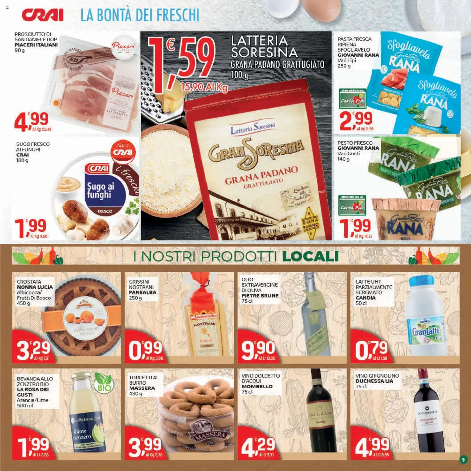 Volantino CRAI del 13.11.2025 | Pagina: 9 | Prodotti: Vino, Pasta, Grana Padano, Sugo
