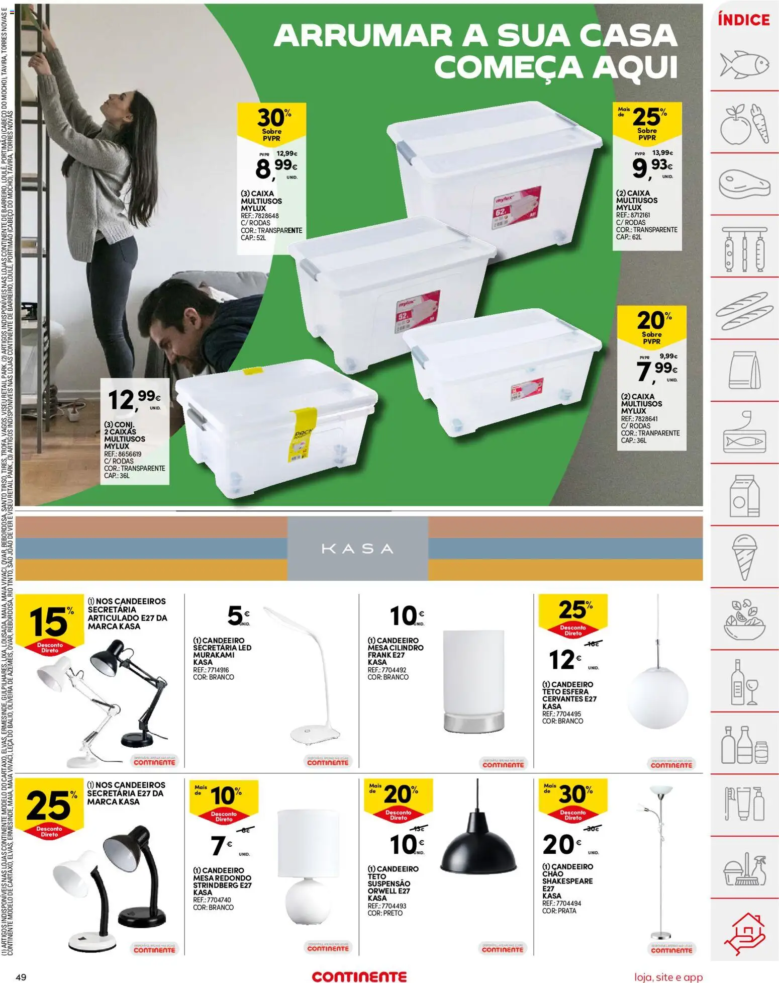 Continente folheto │ válido de 24.02.2026 | Página: 49 | Produtos: Candeeiro, Suspensão, Mesa, Caixa