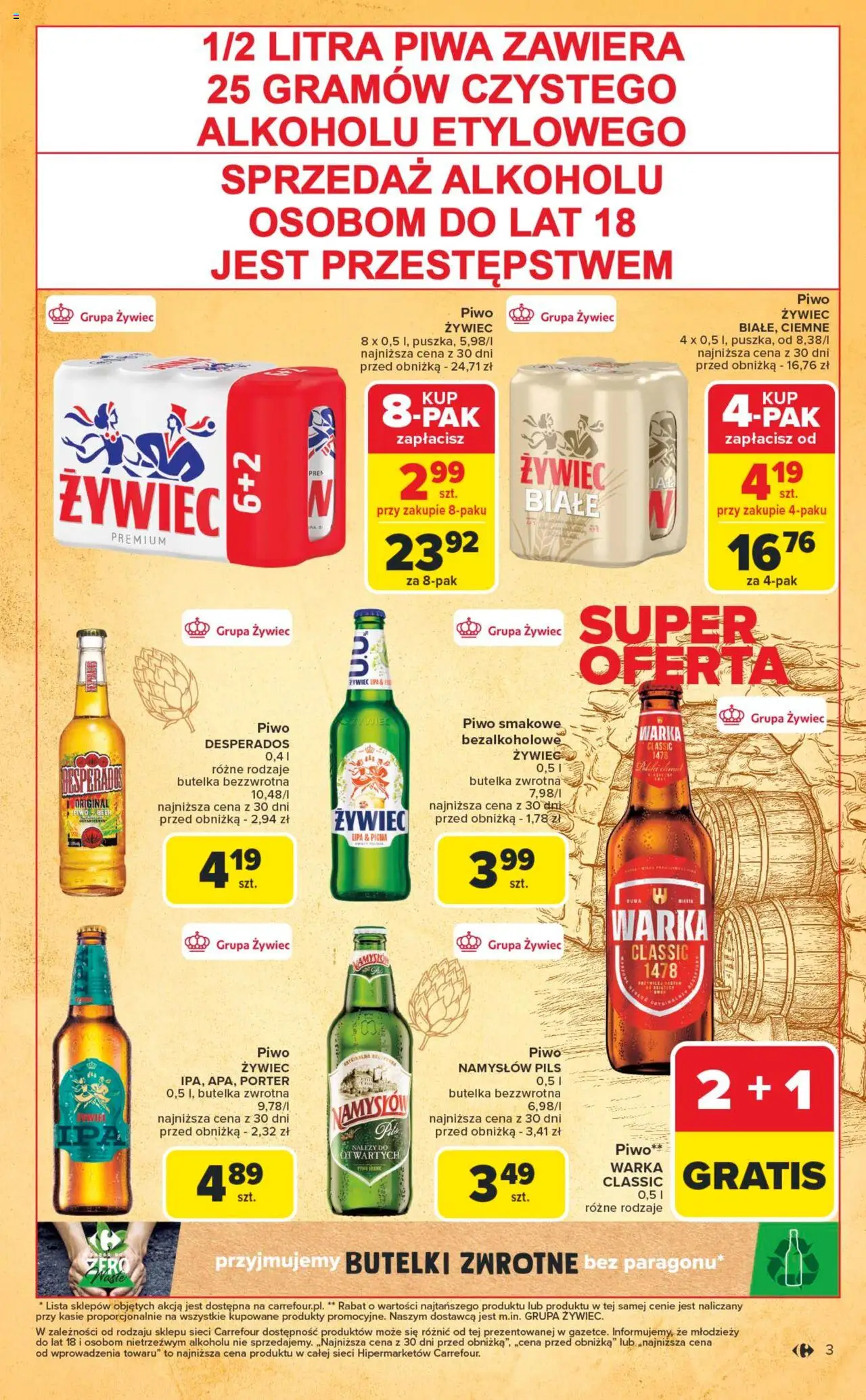 Carrefour Gazetka - Festiwal piwa od 16.06.2025 | Strona: 3 | Produkty: Pigwa, Piwo Desperados, Piwo Warka, Piwo