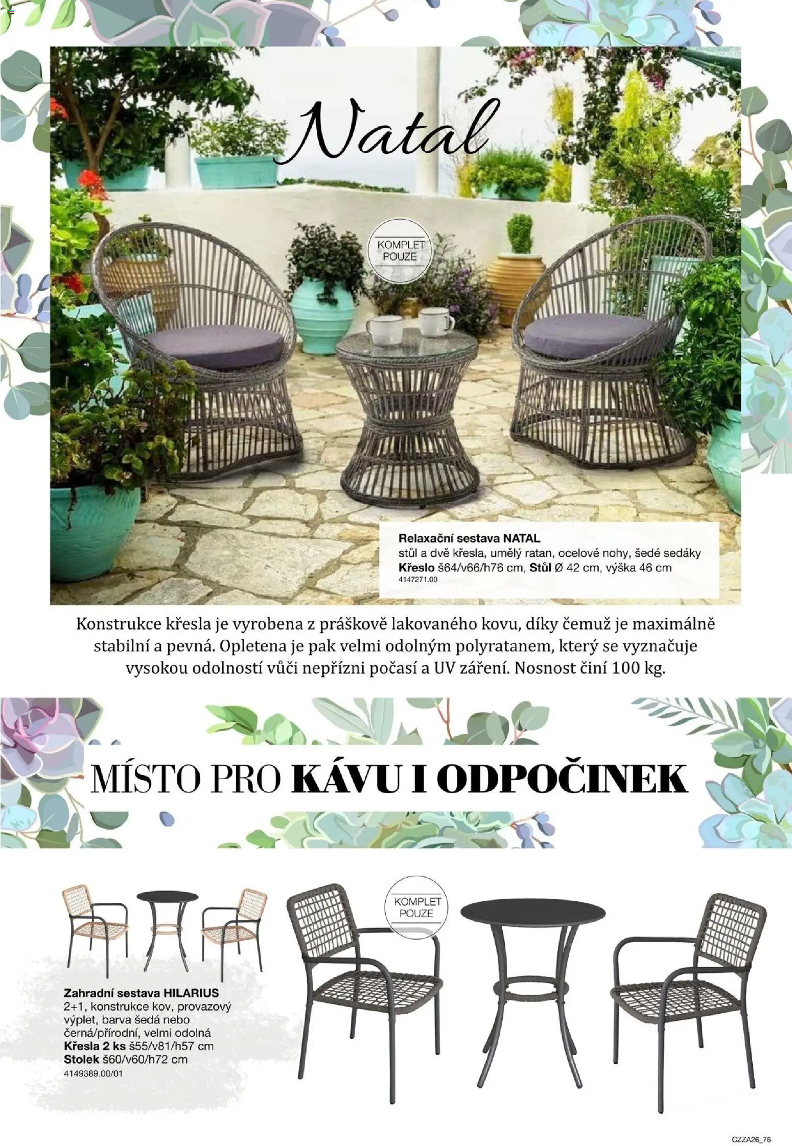 Sconto nábytek katalog - Zahradní speciál od 01.01.2026 | Strana: 76 | Produkty: Křesla, Křeslo, Stolek, Stůl