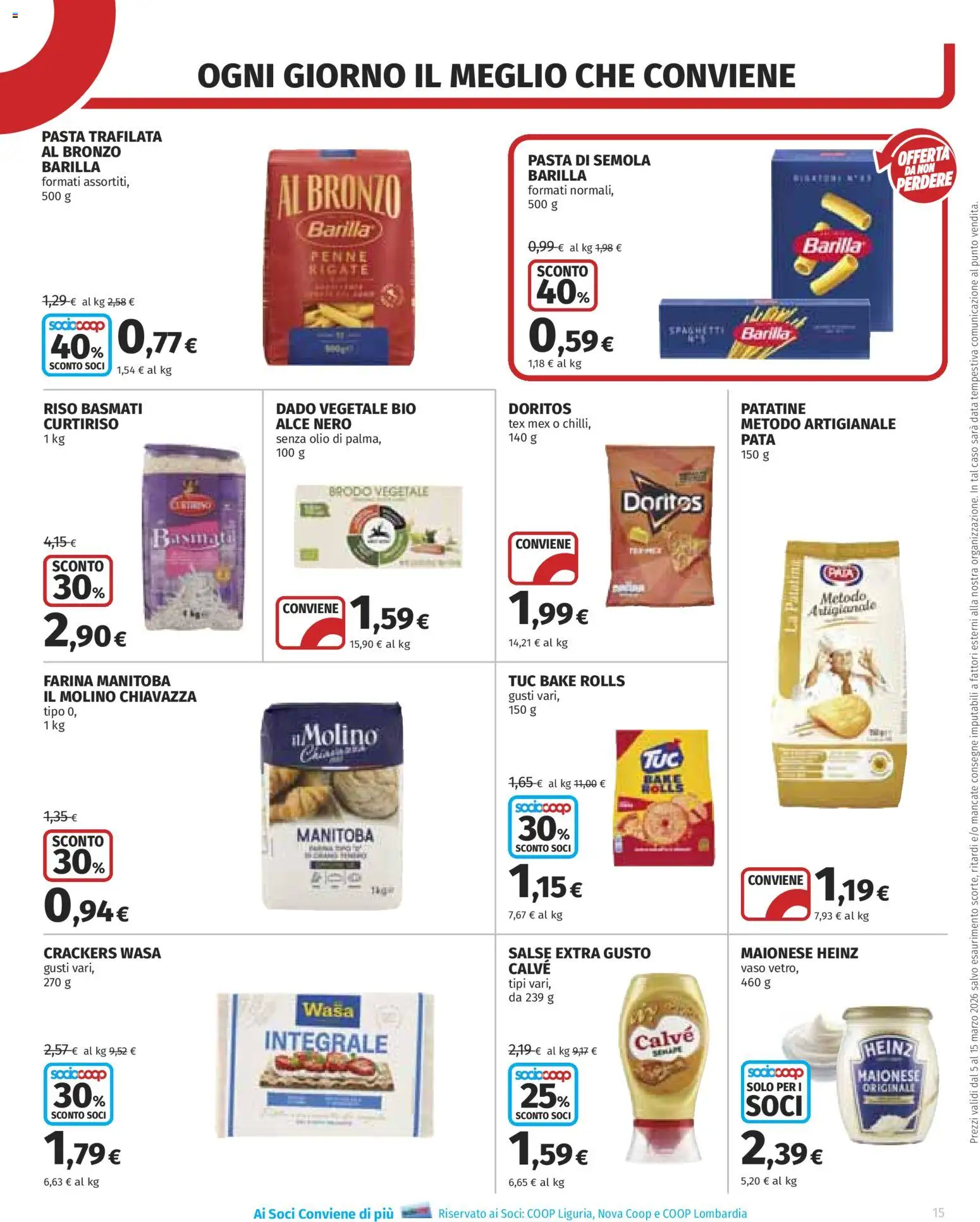 Volantino COOP del 05.03.2026 | Pagina: 15 | Prodotti: Olio, Pasta, Crackers, Vaso