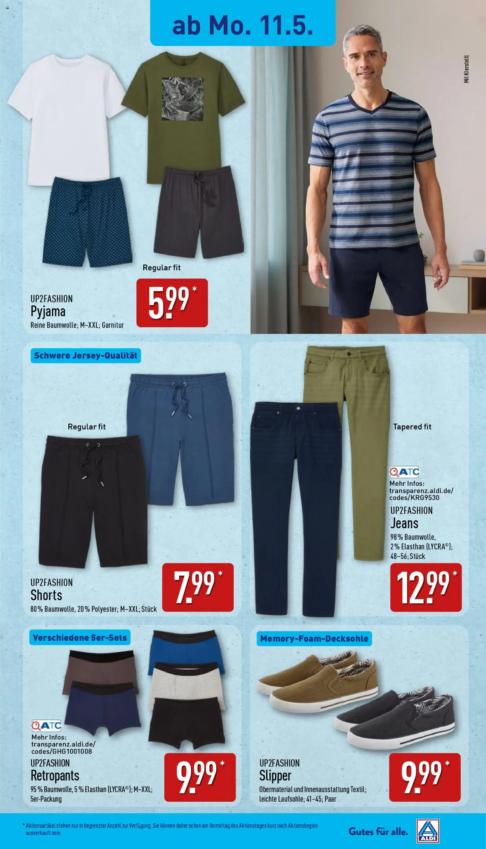 Aldi Ausblick – gültig ab 11.05.2026 | Seite: 8 | Produkte: Up2fashion, Pyjama, Jeans