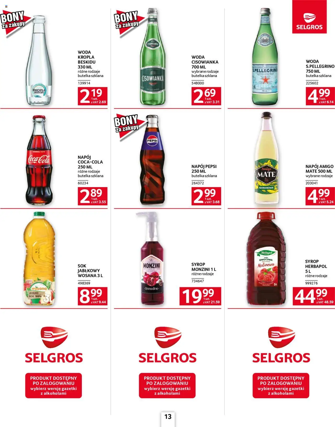 Selgros cash&carry Gazetka - Oferta dla gastronomii od 09.10.2025 | Strona: 13 | Produkty: Syrop, Pepsi, Coca cola, Woda