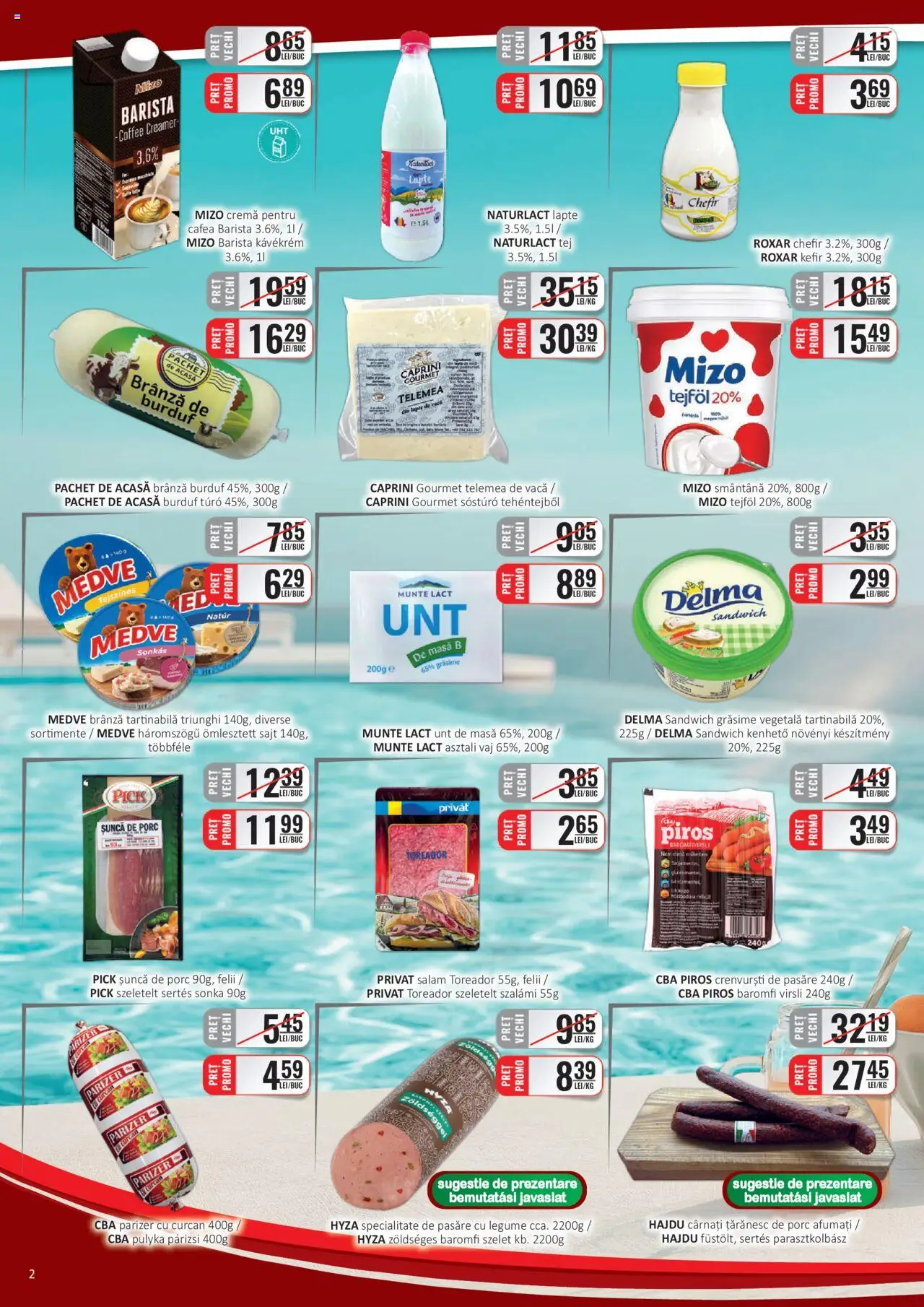 CBA catalog - C+C – valabil de la 01.08.2025 | Pagină: 2 | Produse: Lapte, Salam, Șuncă, Legume