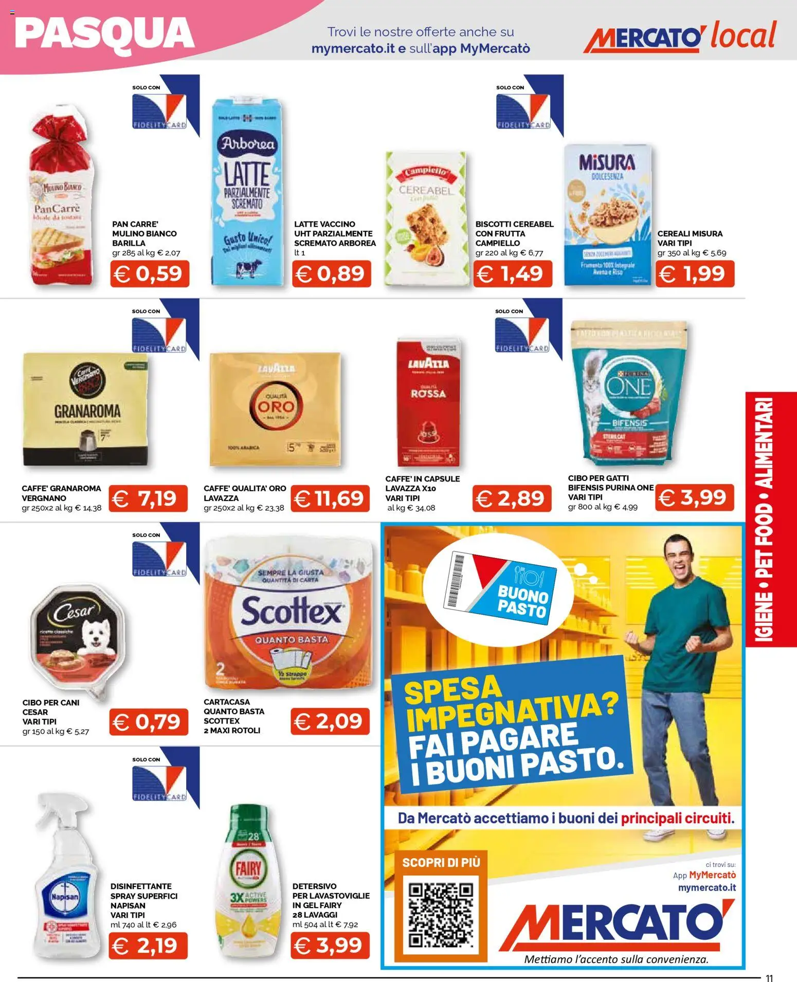 Volantino Mercatò del 23.03.2026 | Pagina: 11 | Prodotti: Biscotti, Frutta, Latte, Lavazza