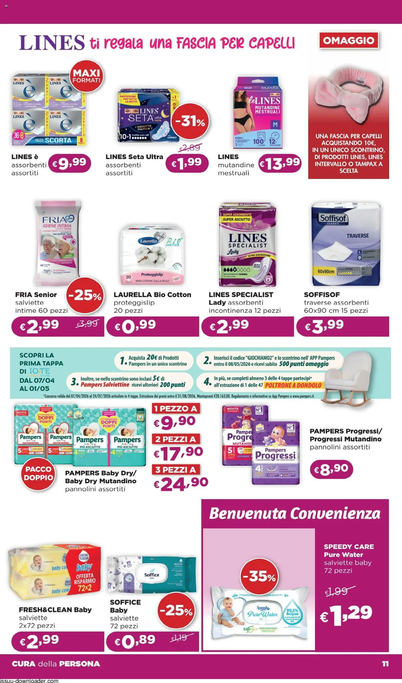 Volantino La Saponeria del 09.04.2026 | Pagina: 11 | Prodotti: Succo, Mutandine, Dondolo, Pampers