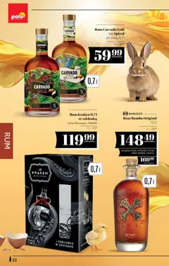 Pogląd oferty "POLOmarket katalog - Alkoholi" - ważna od 19.03.2026 | Strona: 22 | Produkty: Szklanka, Bourbon, Rum Kraken, Rum