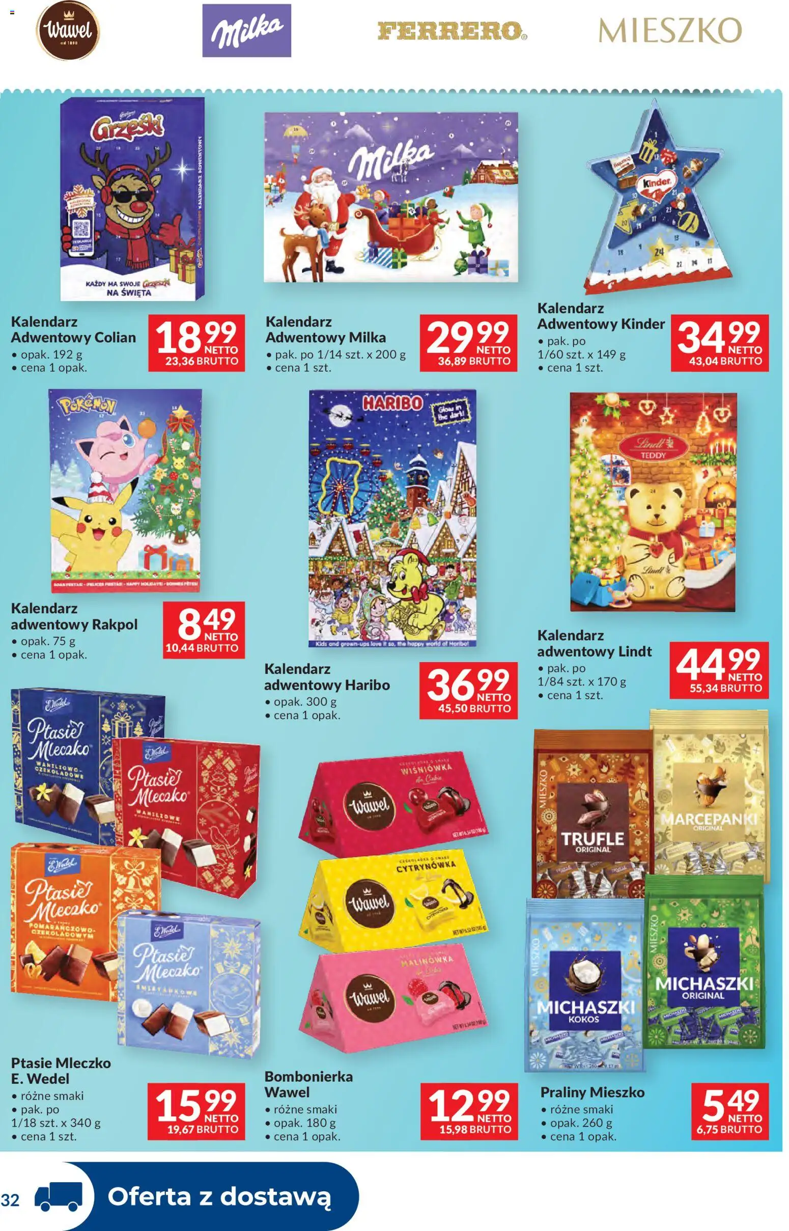 Makro Gazetka - Dystrybucja do sklepów od 11.11.2025 | Strona: 32 | Produkty: Praliny, Kalendarz adwentowy, Kalendarz, Milka