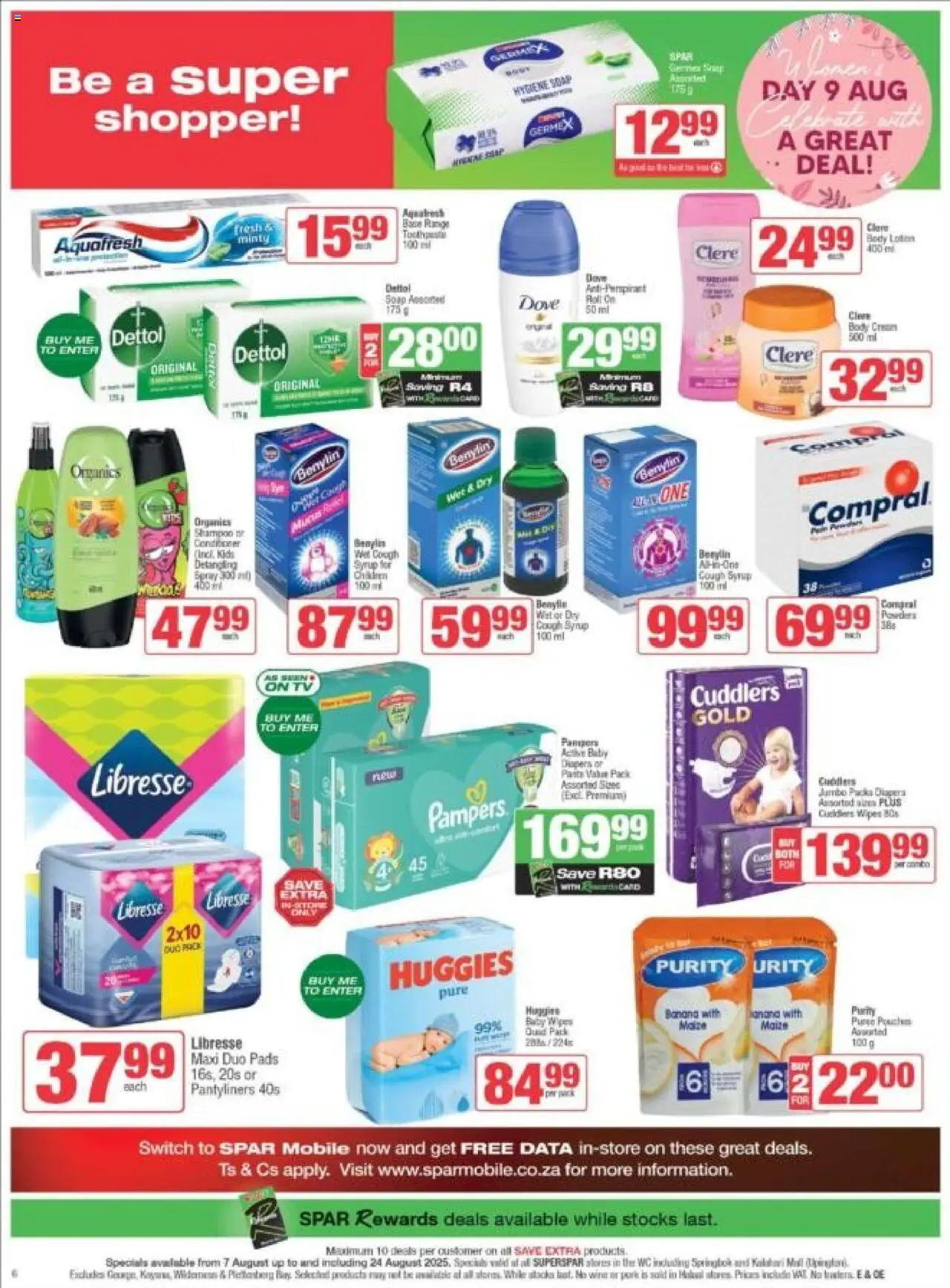 Superspar - Western Cape - Weekly Specials │ valid from 07.08.2025 | Page: 6 | Products: Pads, Switch, Pasta, Soap