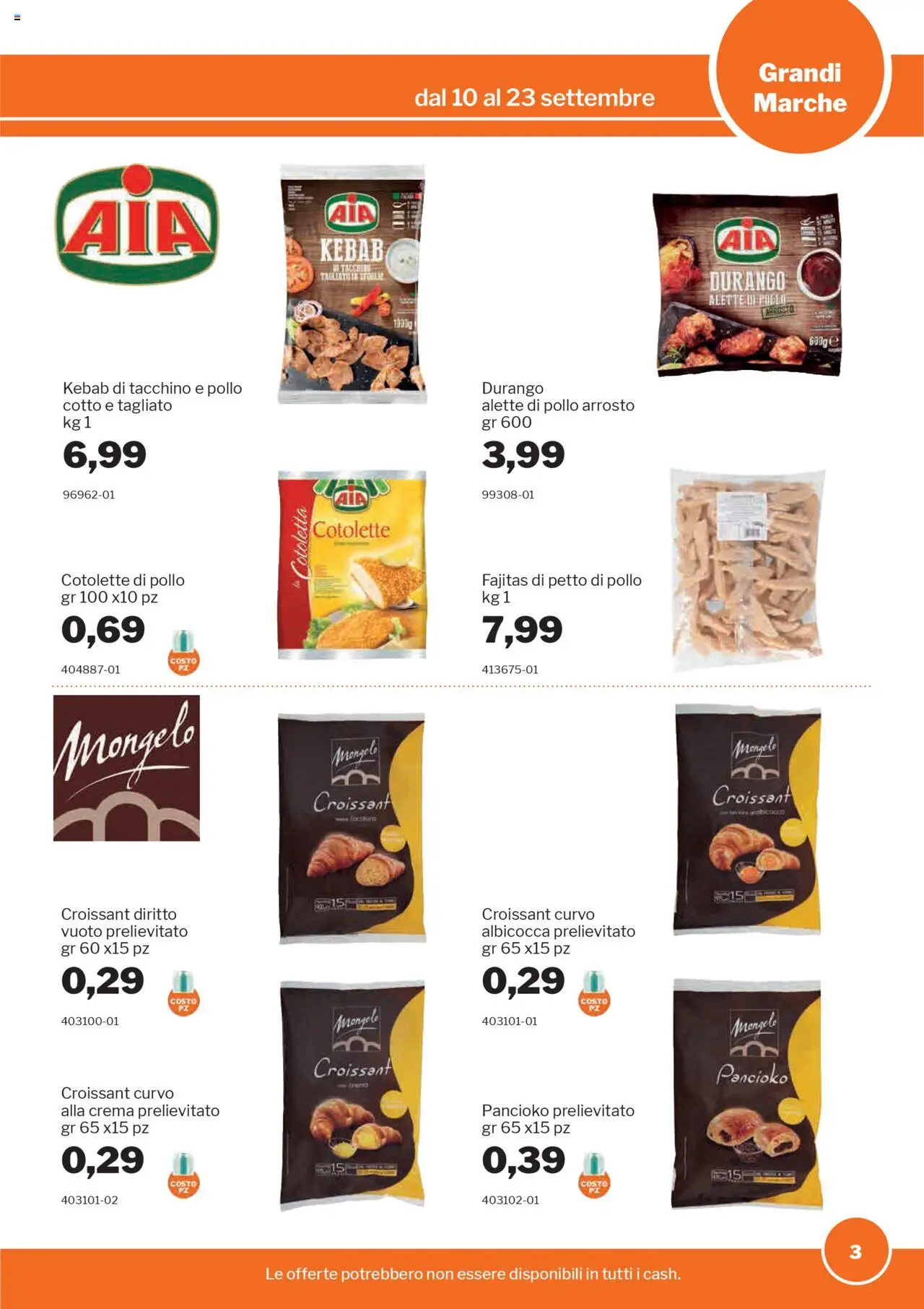 Volantino Sogegross del 10.09.2025 | Pagina: 3 | Prodotti: Petto di Pollo, Arrosto, Pollo, Tacchino