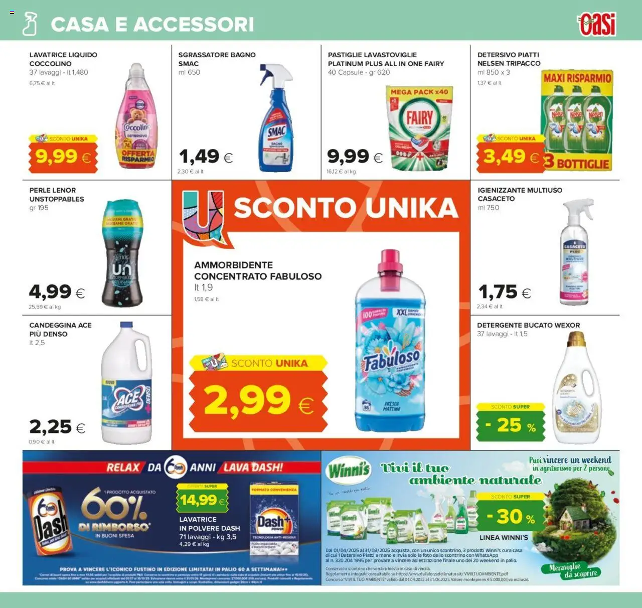 Volantino Oasi del 24.07.2025 | Pagina: 23 | Prodotti: Ammorbidente, Detergente, Lavatrice, Lavastoviglie