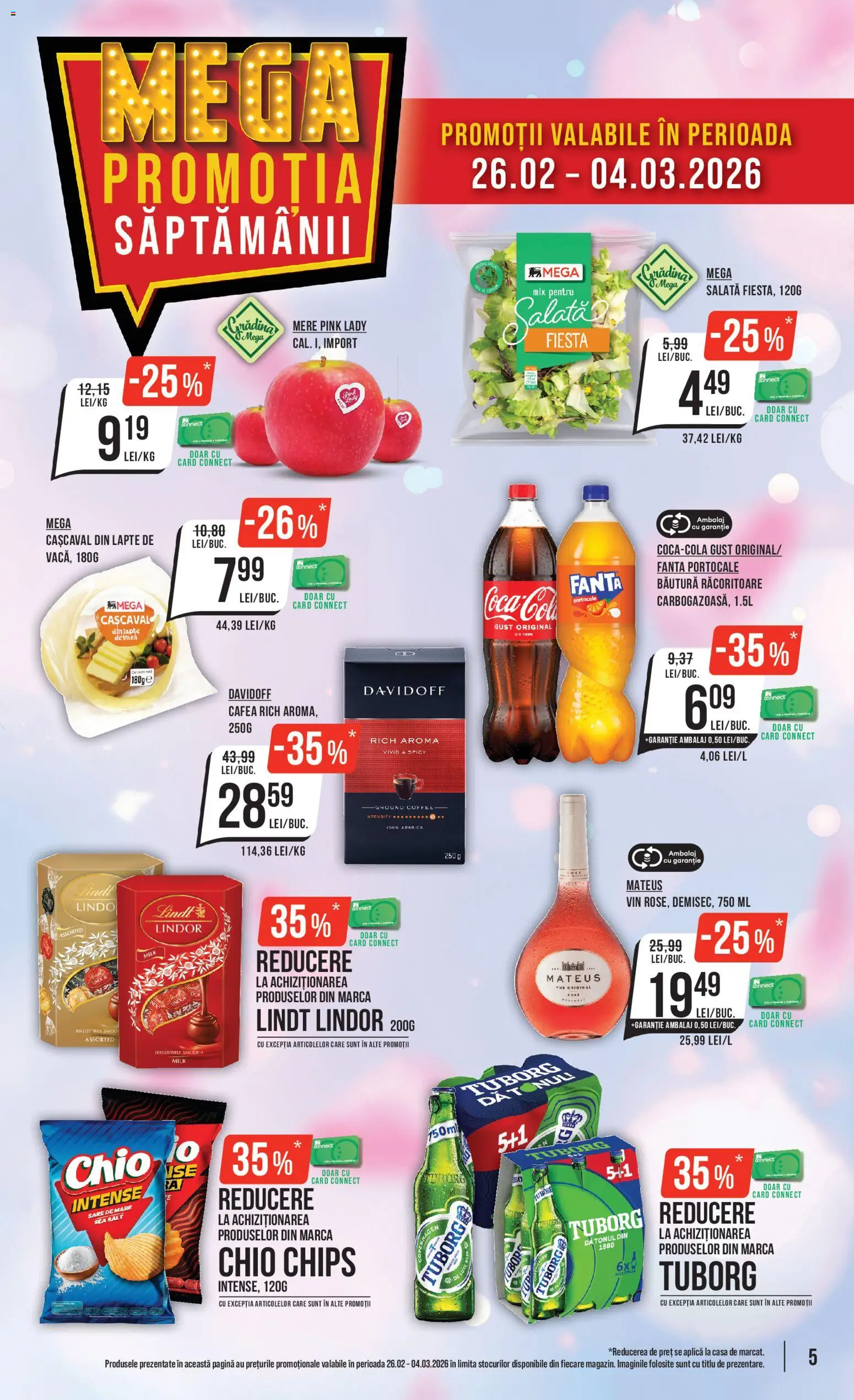 Noul catalog Mega Image – valabil de la 26.02.2026 | Pagină: 5 | Produse: Lapte, Cafea, Mere, Salată