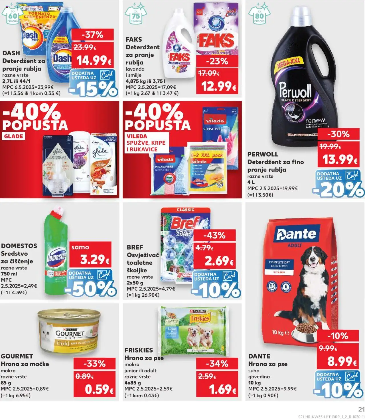 Kaufland katalog | vrijedi od 27.08.2025 | Stranica: 21 | Proizvodi: Hrana za pse, Deterdžent, Dash, Vileda
