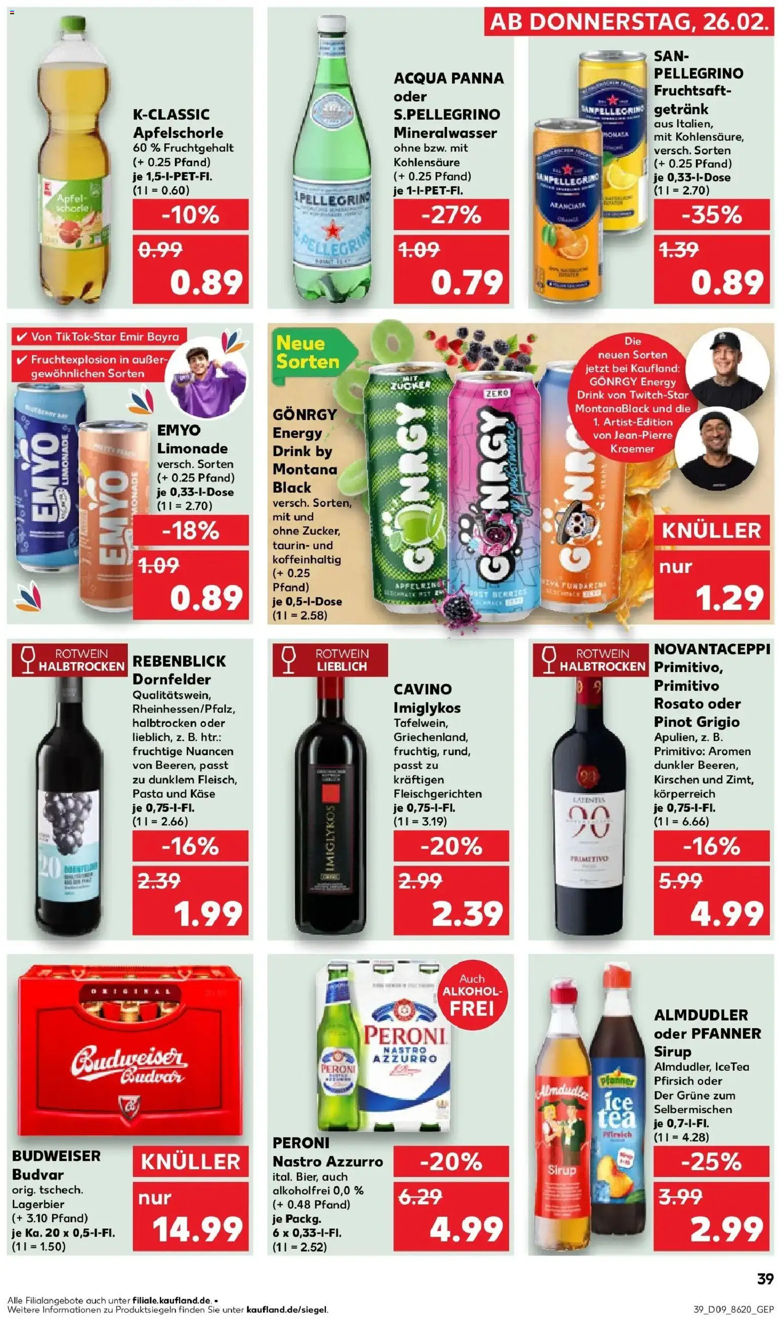 Kaufland prospekt Erkelenz	 – gültig ab 26.02.2026 | Seite: 39 | Produkte: Rotwein, Äpfel, Sirup, Pasta