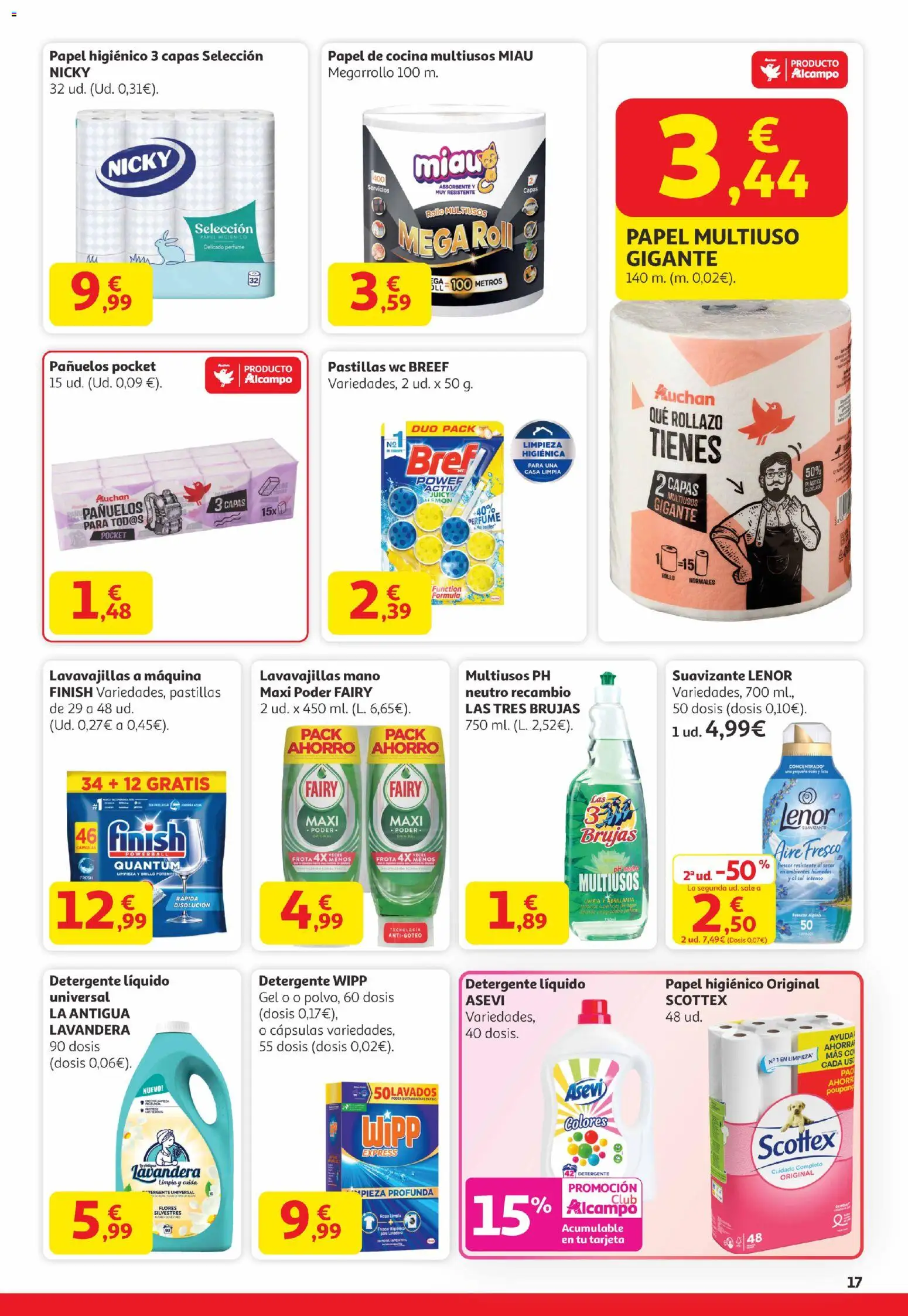 Alcampo - Canarias │ válido desde el 15.01.2026 | Página: 17 | Productos: Detergente, Papel higienico, Detergente líquido, Suavizante