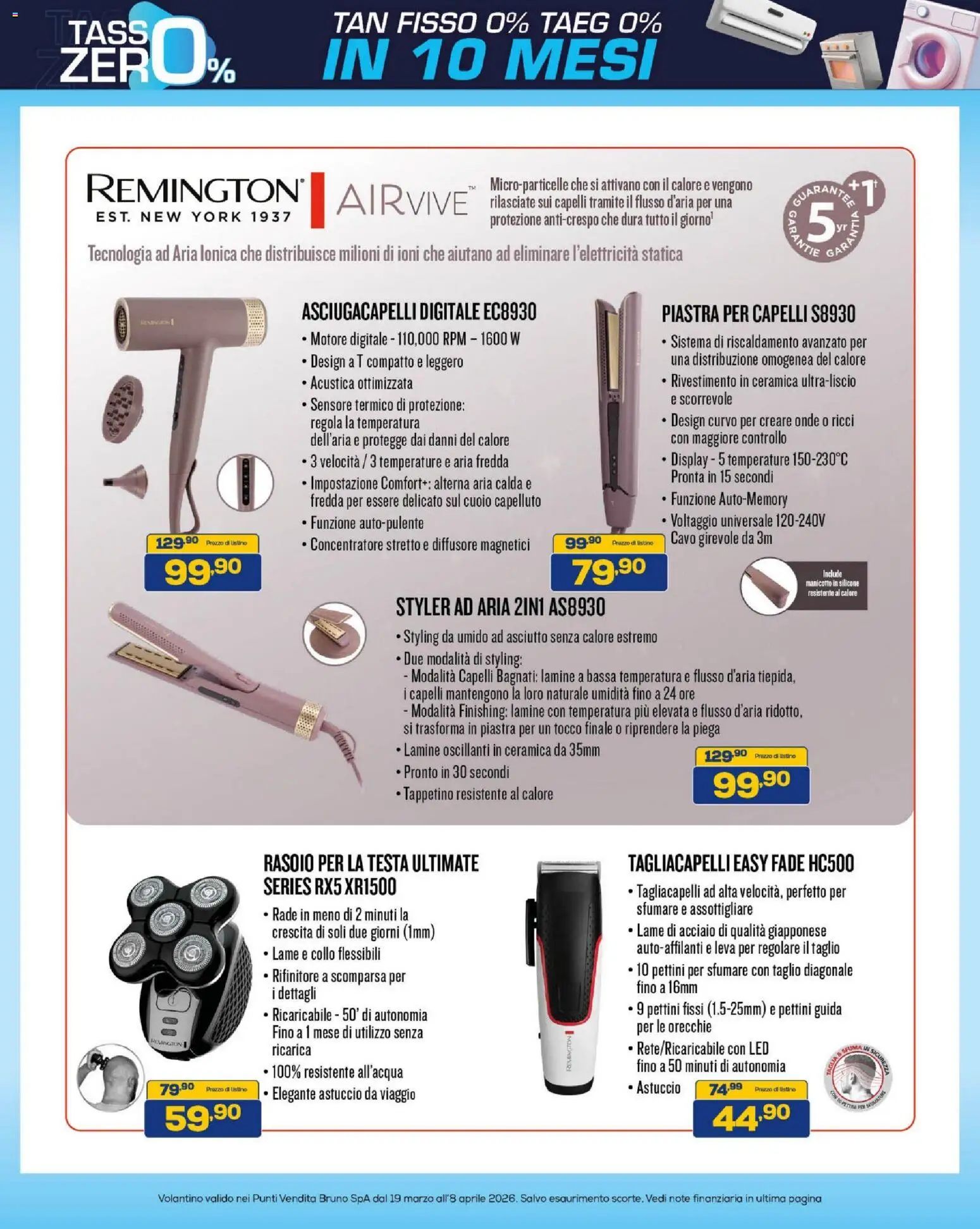 Volantino BRUNO del 19.03.2026 | Pagina: 42 | Prodotti: Cavo, Astuccio, Asciugacapelli, Piastra per capelli